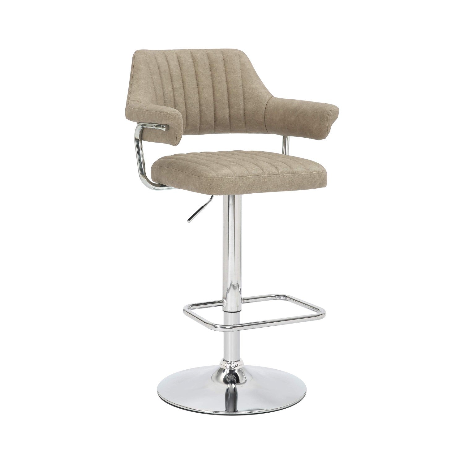 Mink Leather Effect Adjustable Swivel Bar Stool Chrome Base