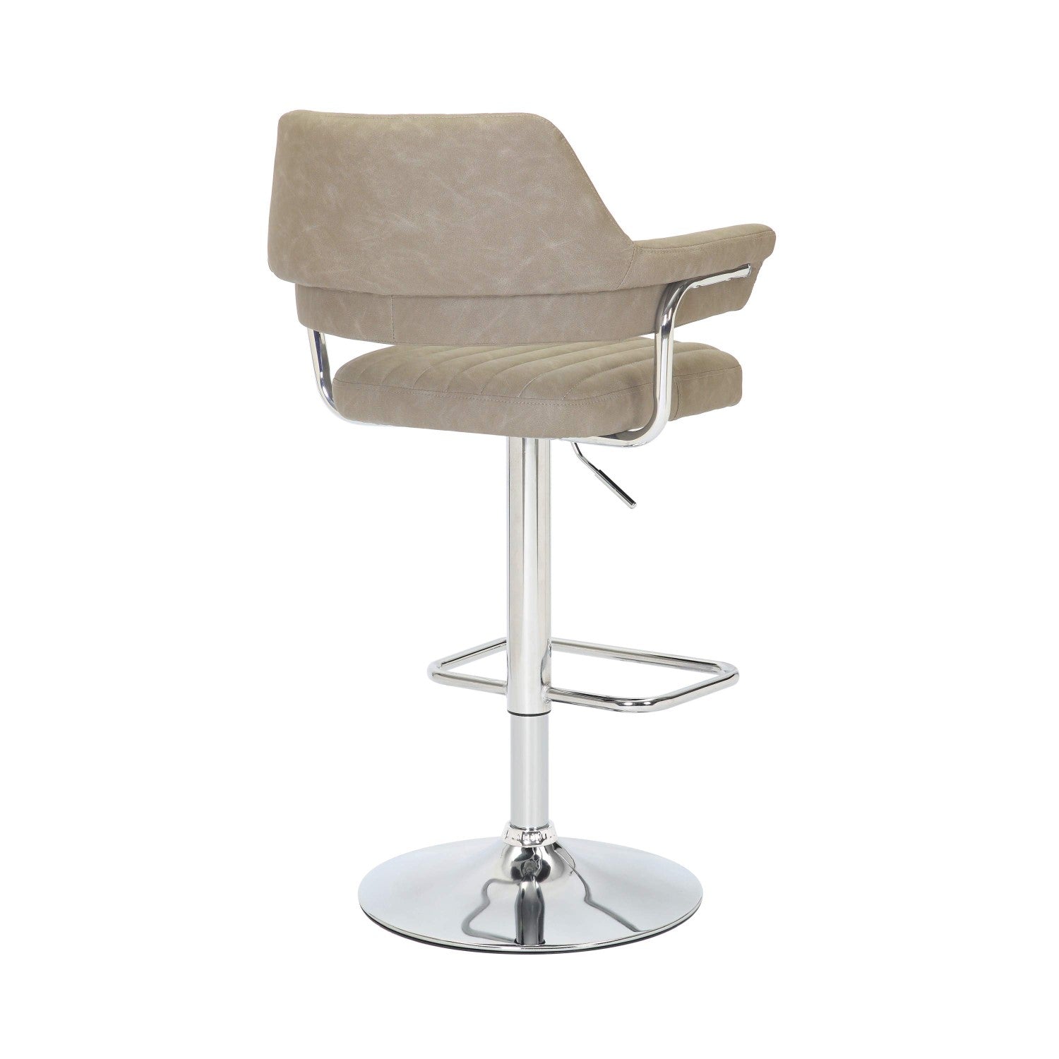 Mink Leather Effect Adjustable Swivel Bar Stool Chrome Base