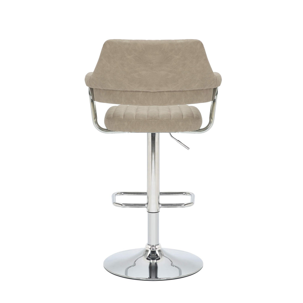 Mink Leather Effect Adjustable Swivel Bar Stool Chrome Base