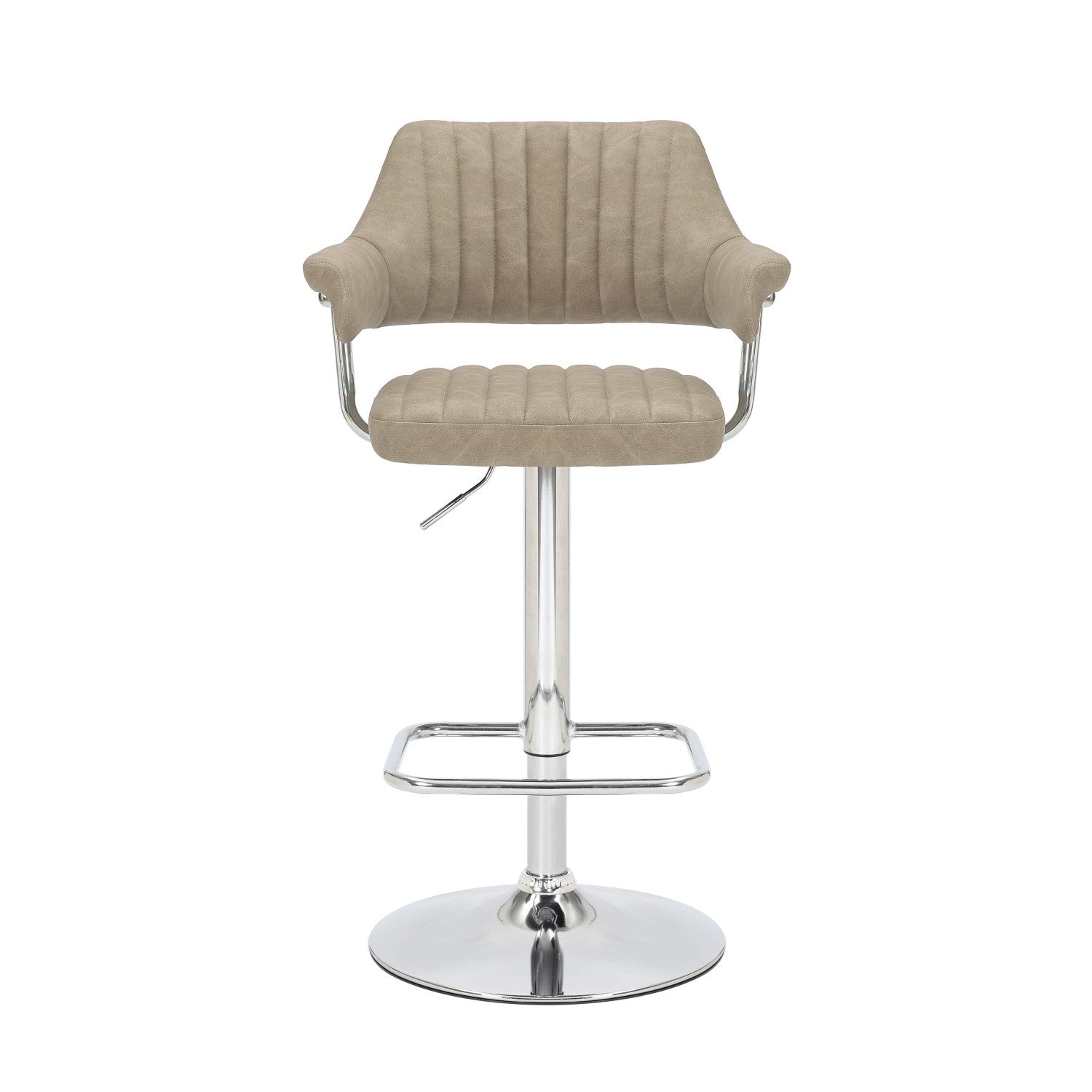 Mink Leather Effect Adjustable Swivel Bar Stool Chrome Base