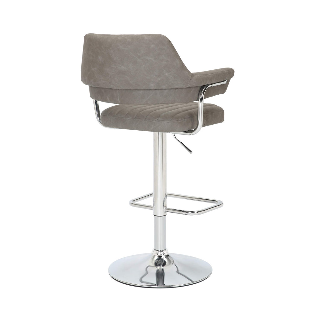Charcoal Leather Effect Swivel Adjustable Bar Stool