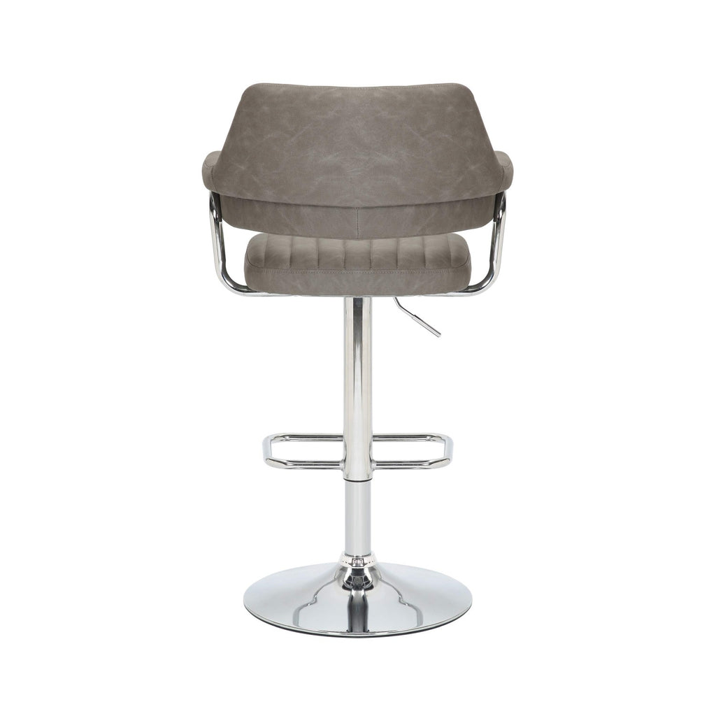 Charcoal Leather Effect Swivel Adjustable Bar Stool