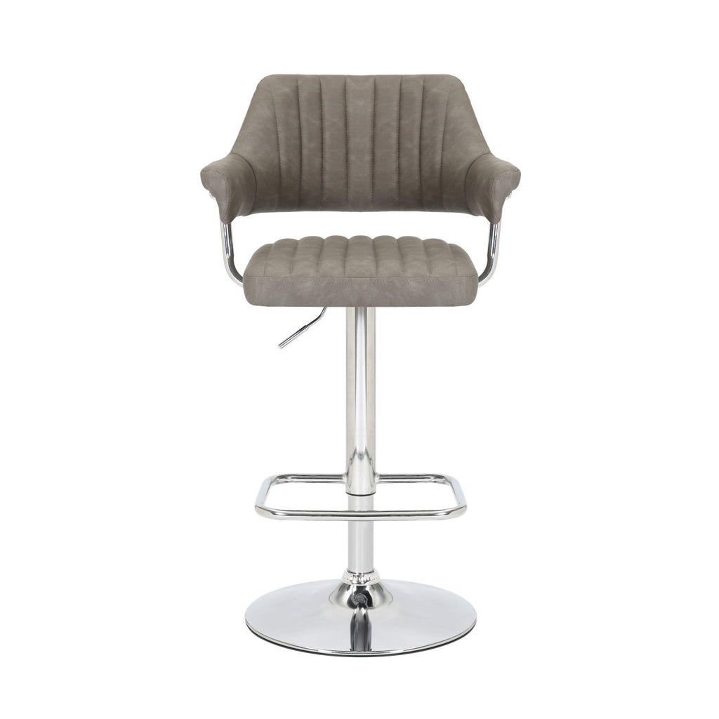 Charcoal Leather Effect Swivel Adjustable Bar Stool