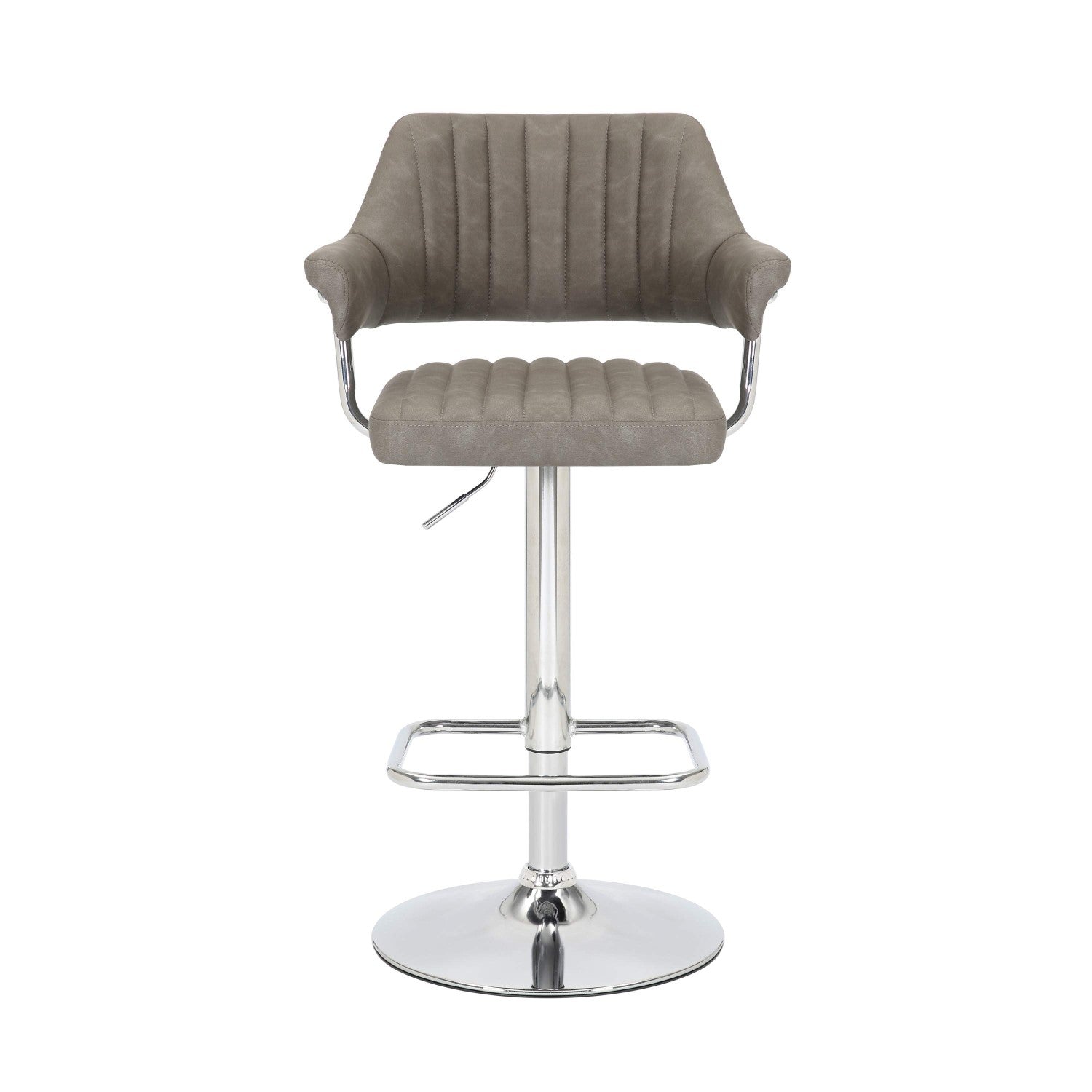 Charcoal Leather Effect Swivel Adjustable Bar Stool