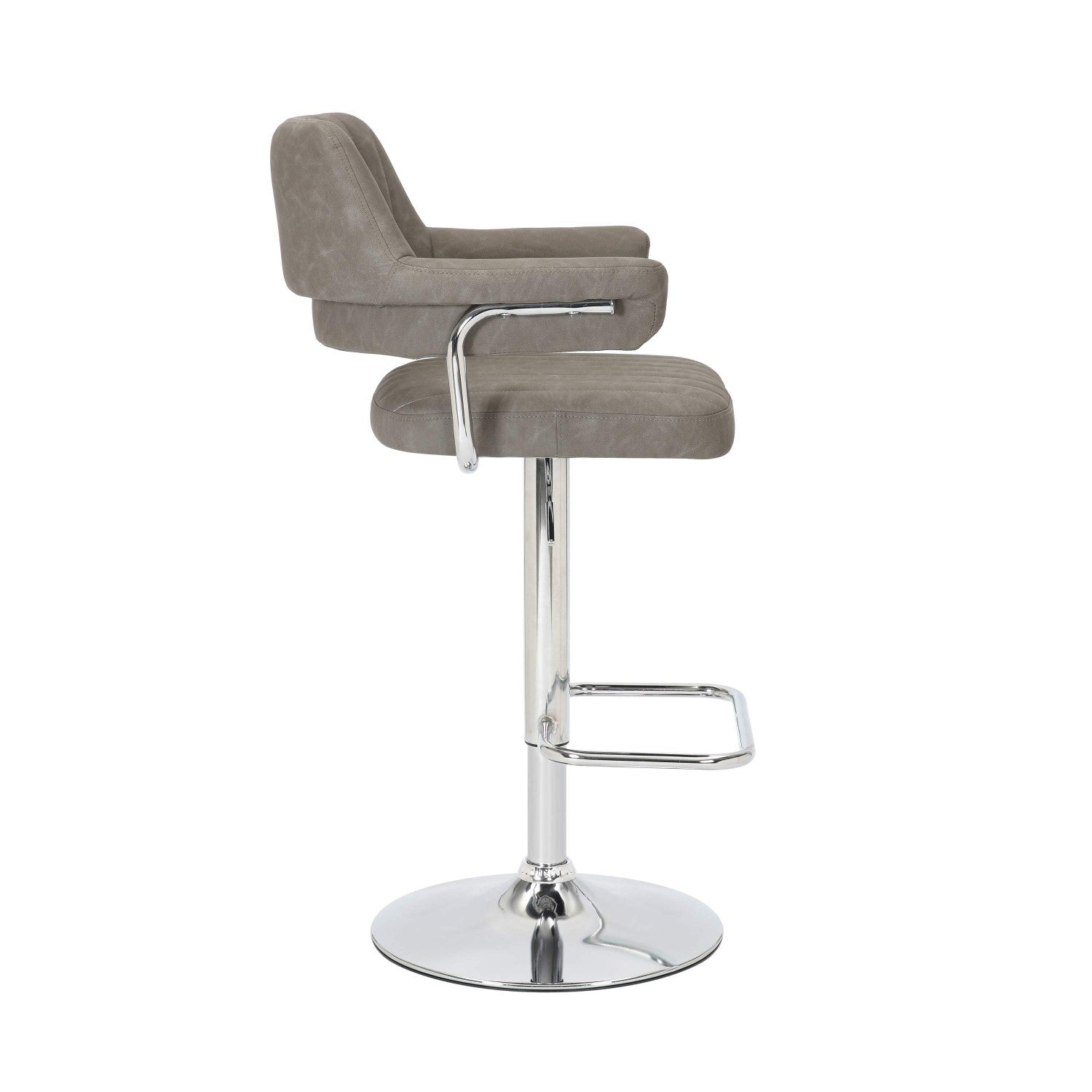 Charcoal Leather Effect Swivel Adjustable Bar Stool