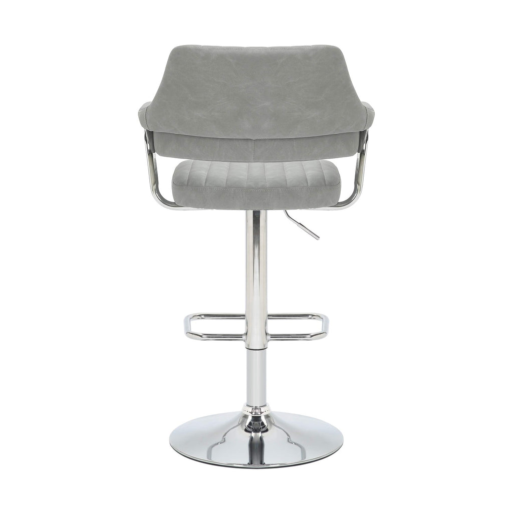 Cortez Leather Effect Light Grey Bar Stool