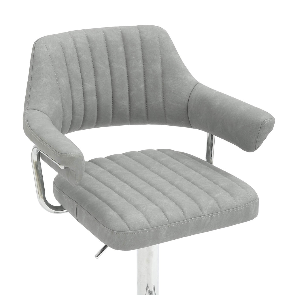 Cortez Leather Effect Light Grey Bar Stool
