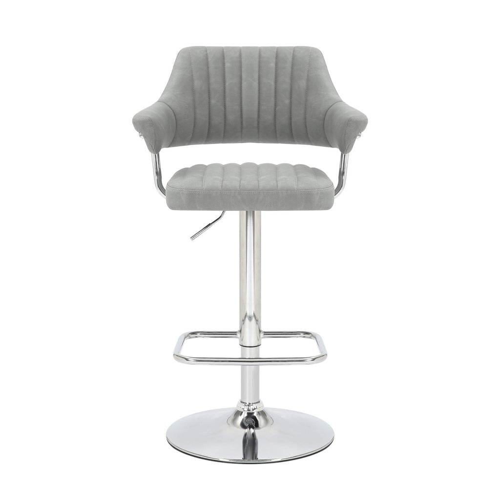 Cortez Leather Effect Light Grey Bar Stool