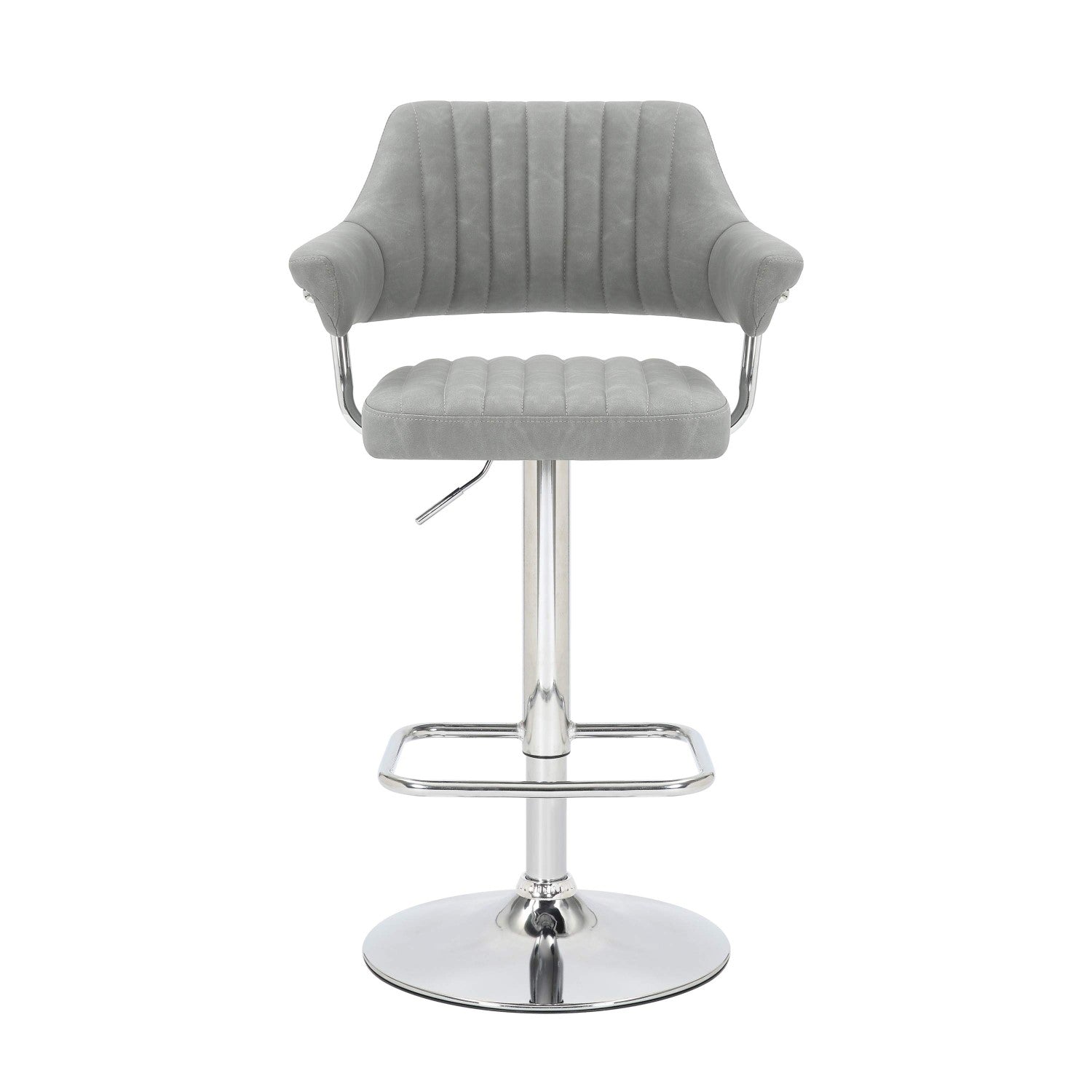 Cortez Leather Effect Light Grey Bar Stool