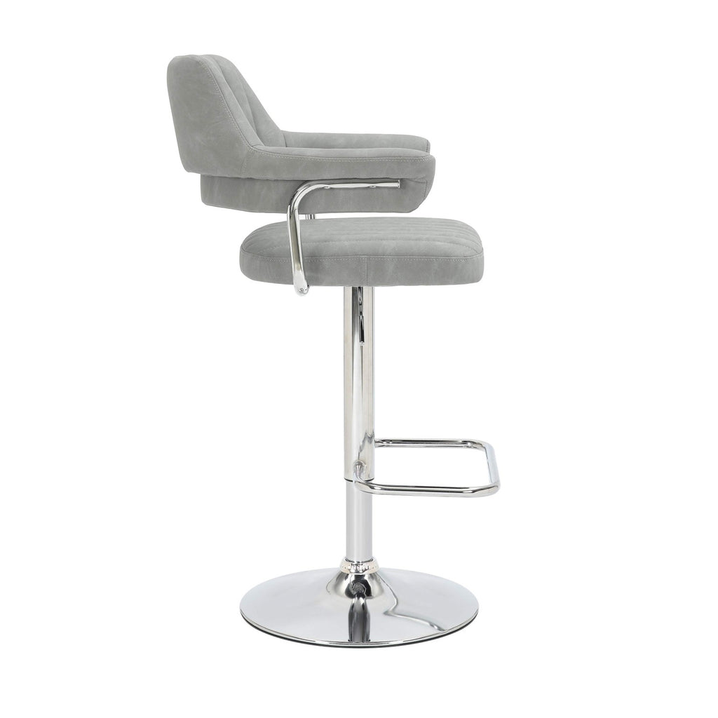 Cortez Leather Effect Light Grey Bar Stool