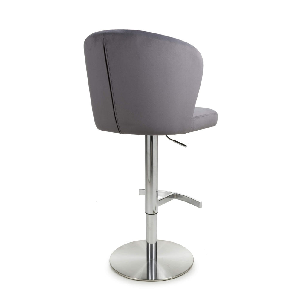 Sigma Brushed Velvet Grey Bar Stool