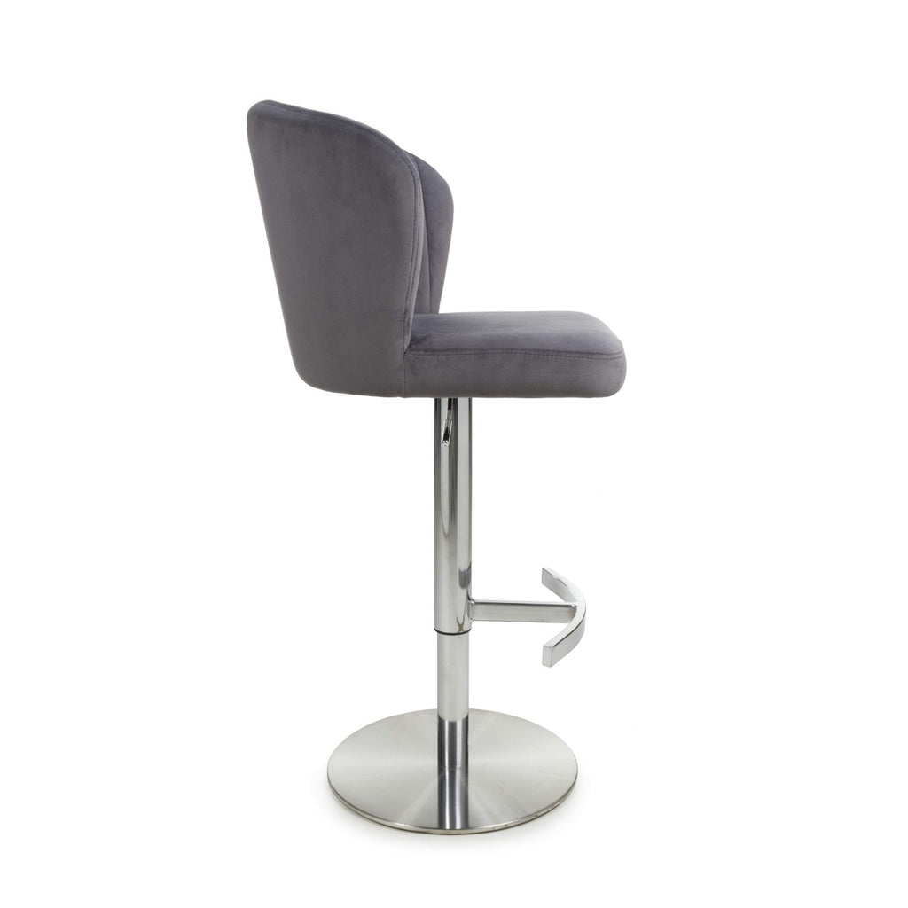 Sigma Brushed Velvet Grey Bar Stool