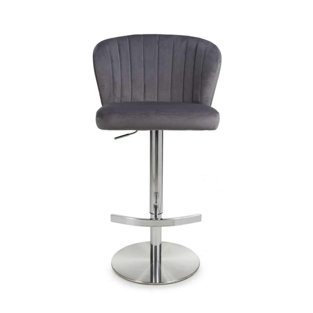 Sigma Brushed Velvet Grey Bar Stool