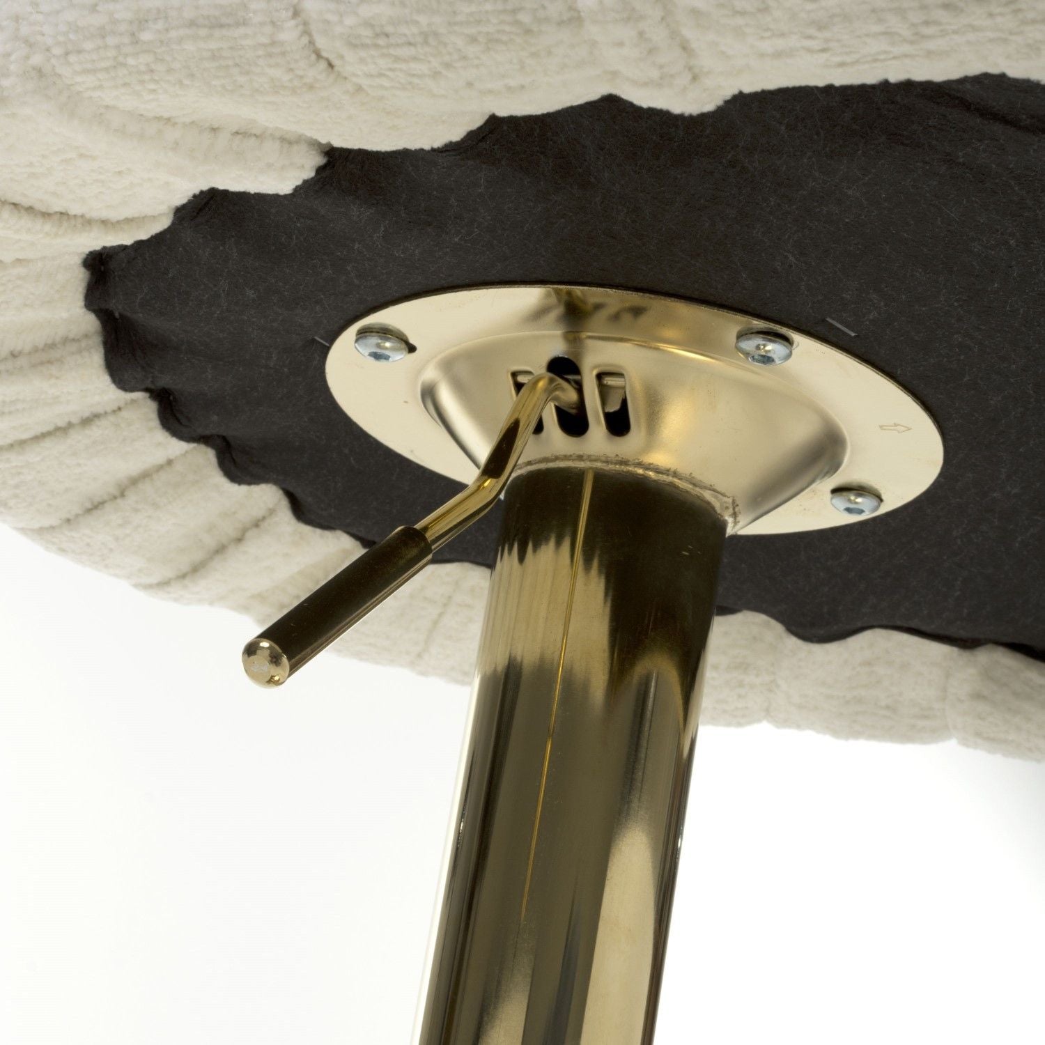 Cream Linen Fabric Adjustable Swivel Bar Stool Gold Legs