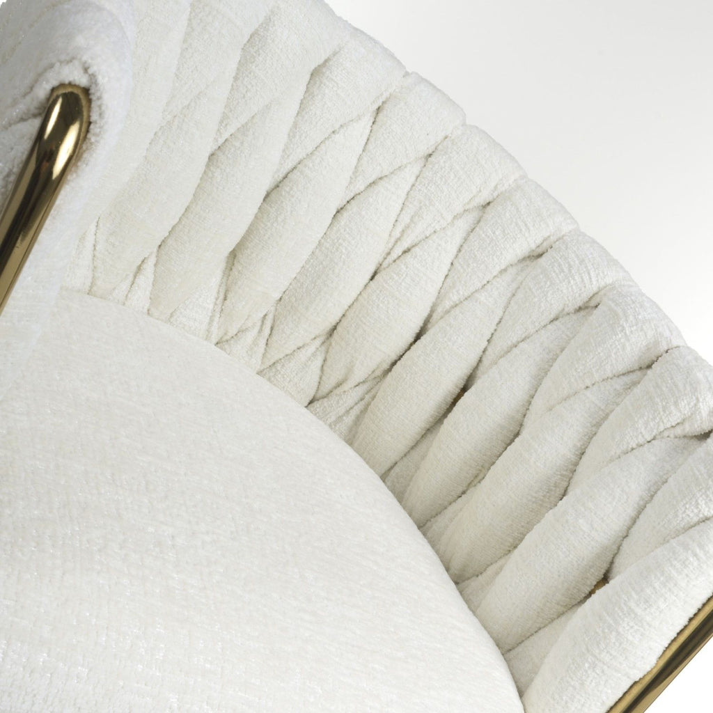 Cream Linen Fabric Adjustable Swivel Bar Stool Gold Legs