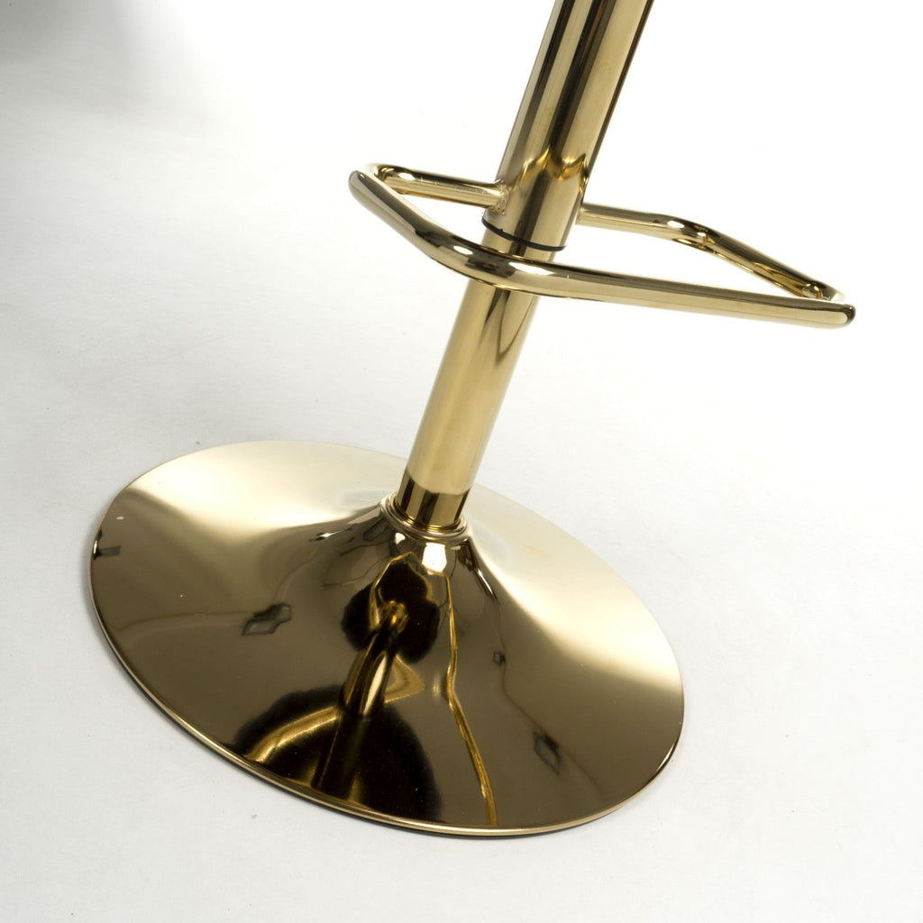 Blue Linen Fabric Adjustable Swivel Bar Stool Gold Legs