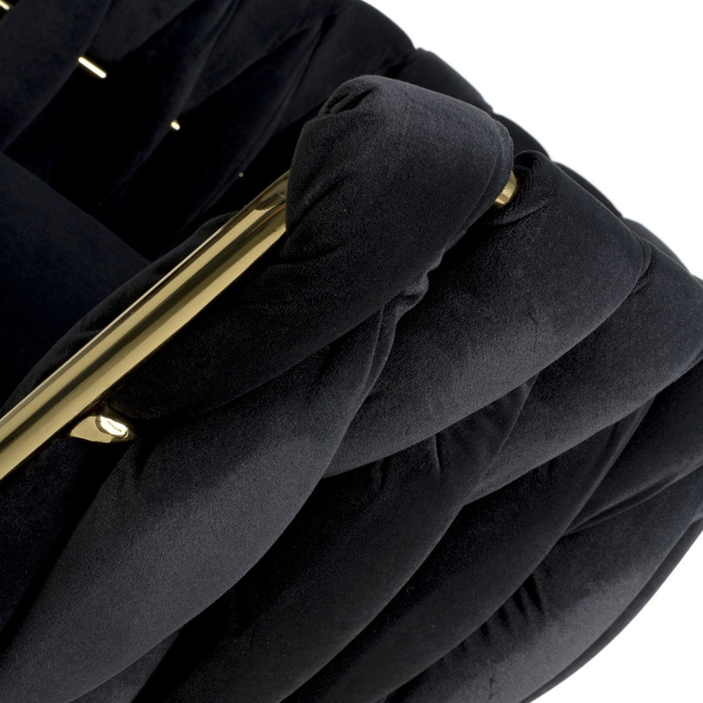 Black Velvet Fabric Adjustable Swivel Bar Stool Gold Legs