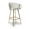 Cream Textured Fabric Kitchen Bar Stool Gold Framed