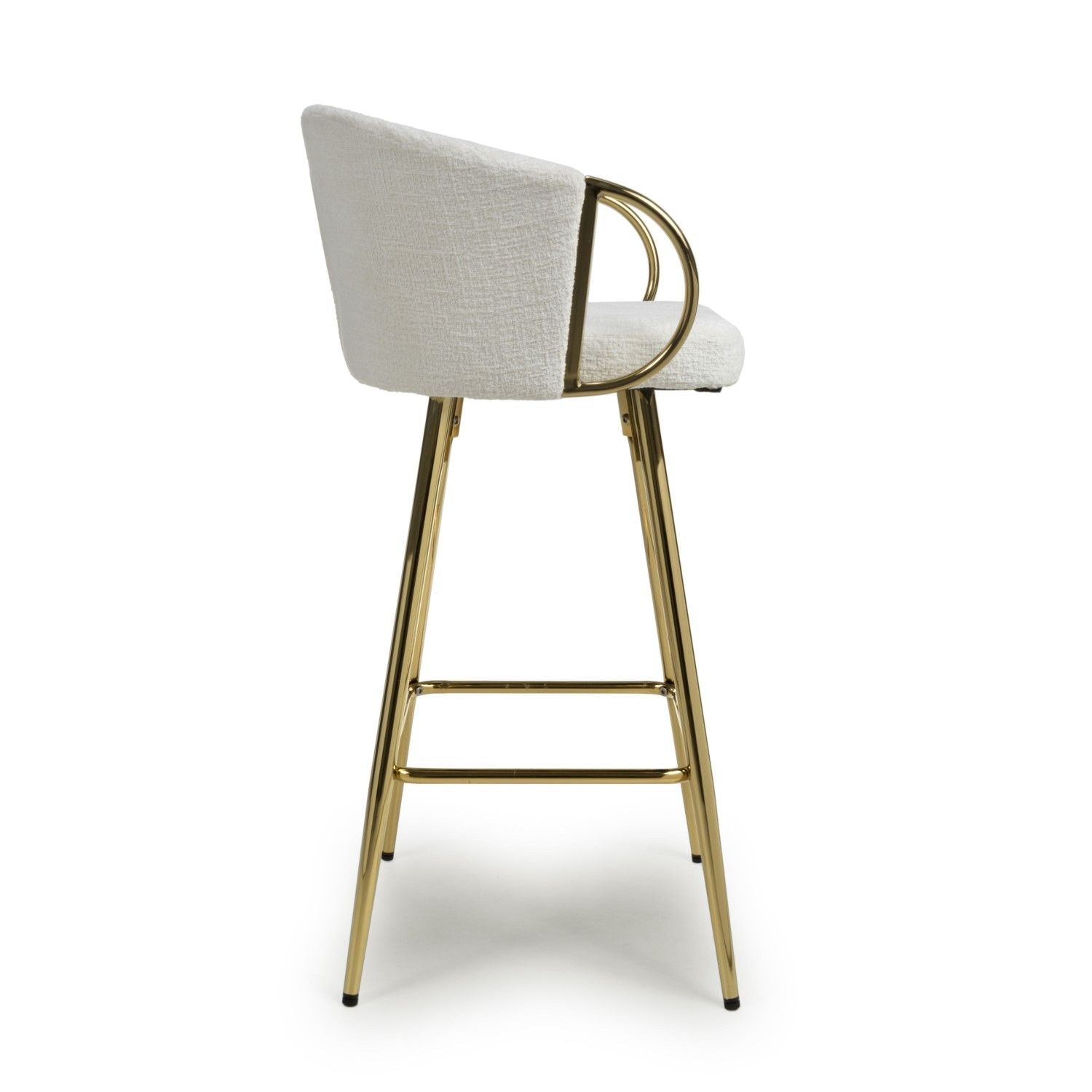 Cream Textured Fabric Kitchen Bar Stool Gold Framed