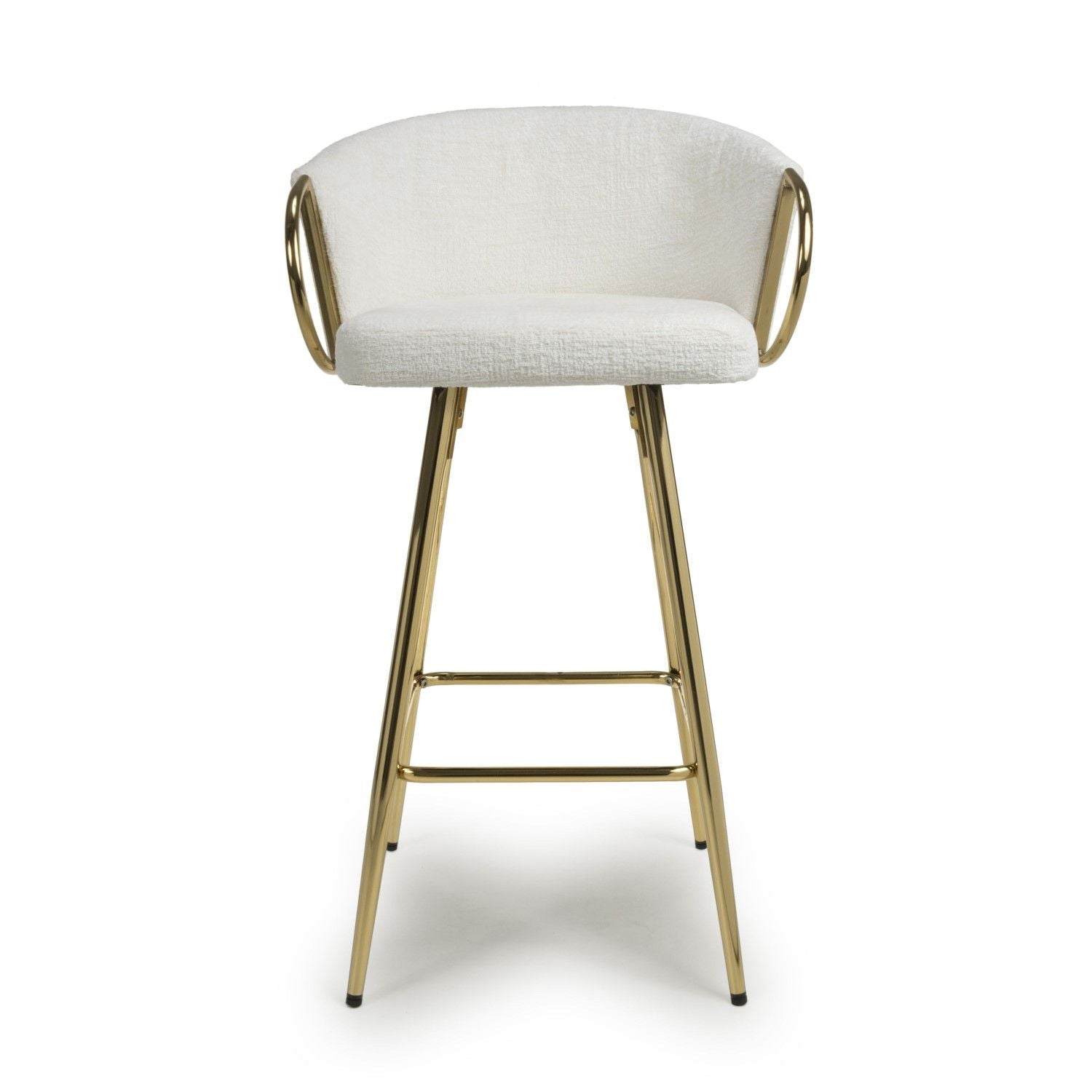Cream Textured Fabric Kitchen Bar Stool Gold Framed