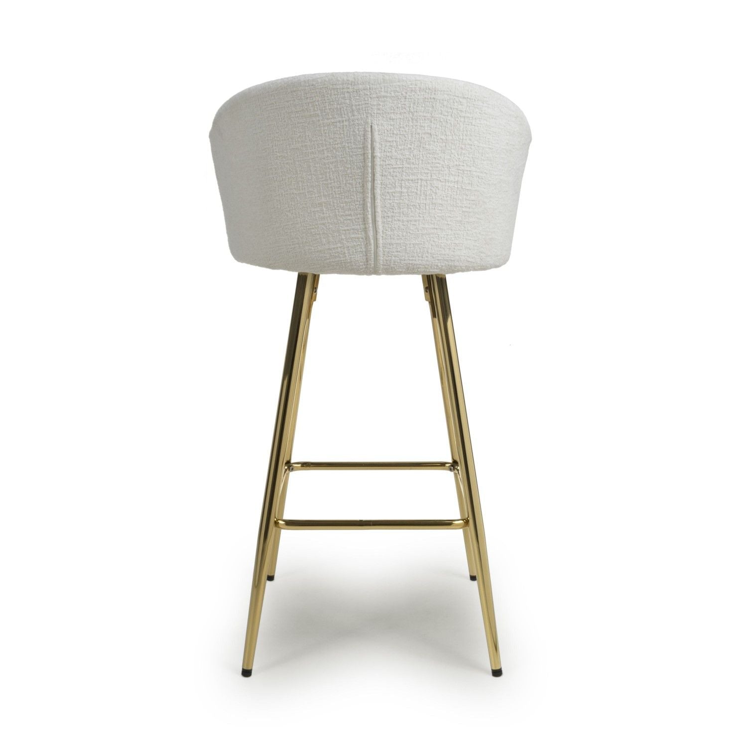 Cream Textured Fabric Kitchen Bar Stool Gold Framed