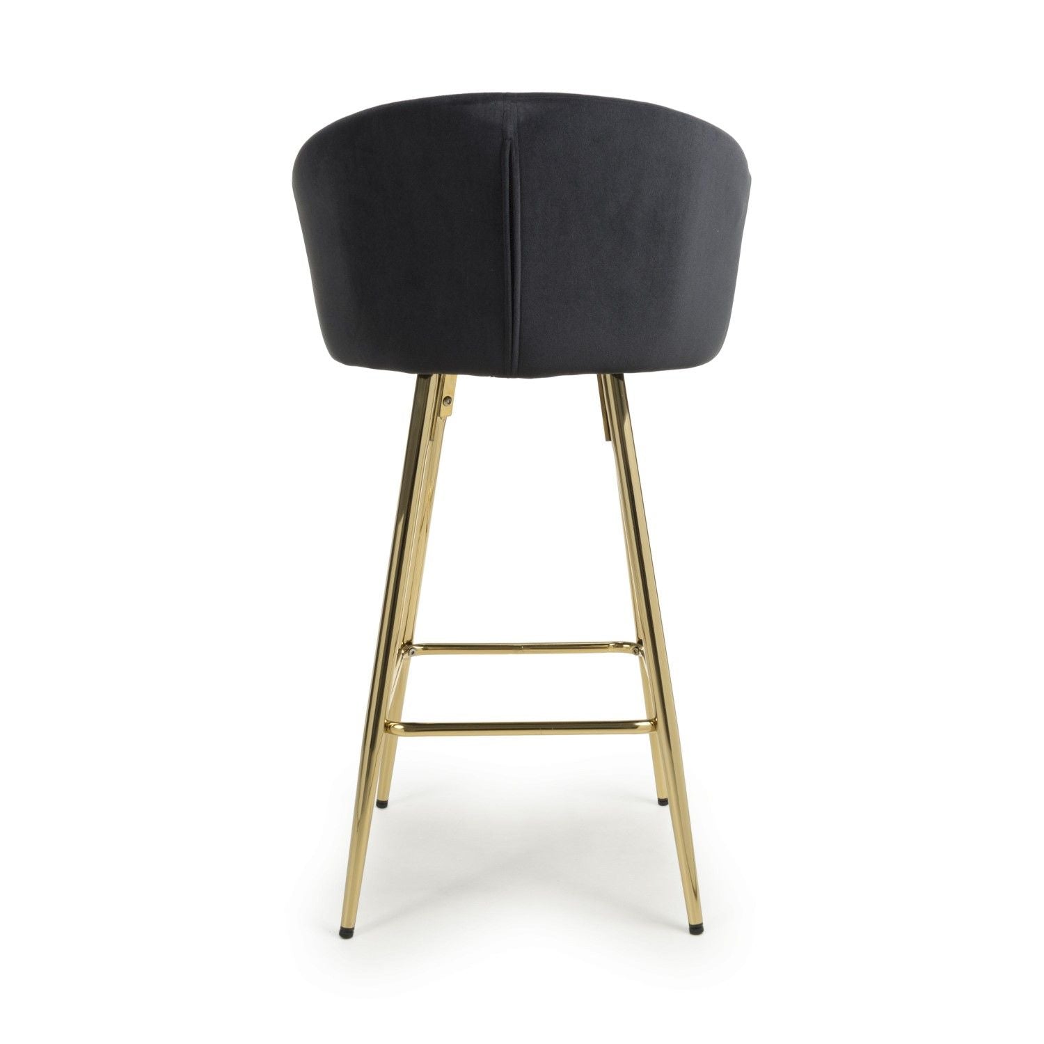 Black Velvet Curved Bar Stool with Footrest Gold Frame