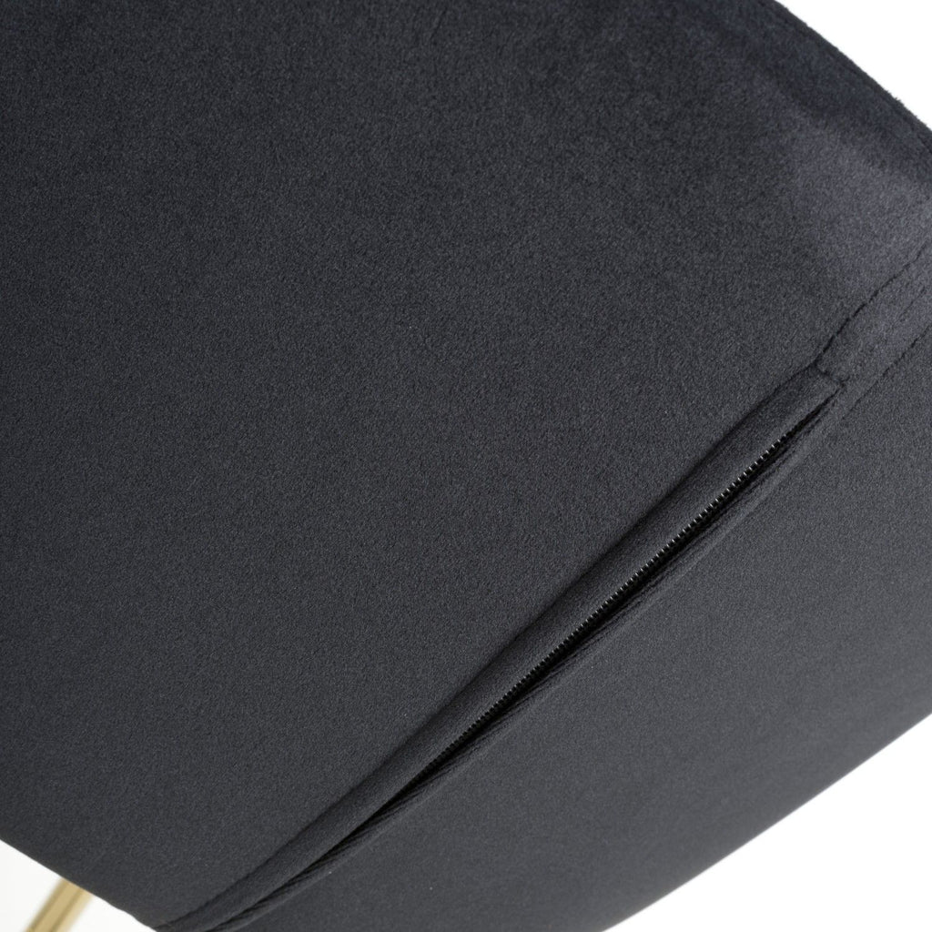 Black Velvet Curved Bar Stool with Footrest Gold Frame