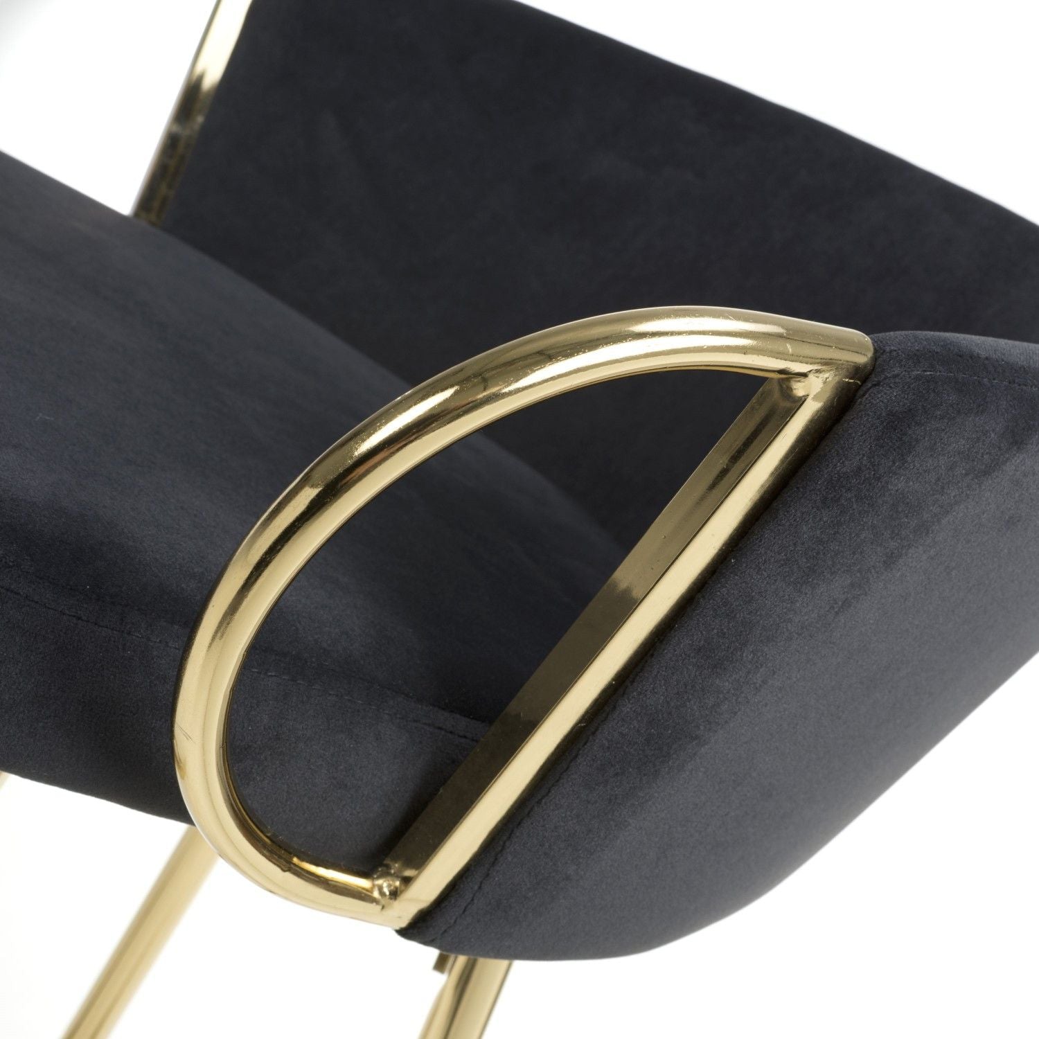 Black Velvet Curved Bar Stool with Footrest Gold Frame