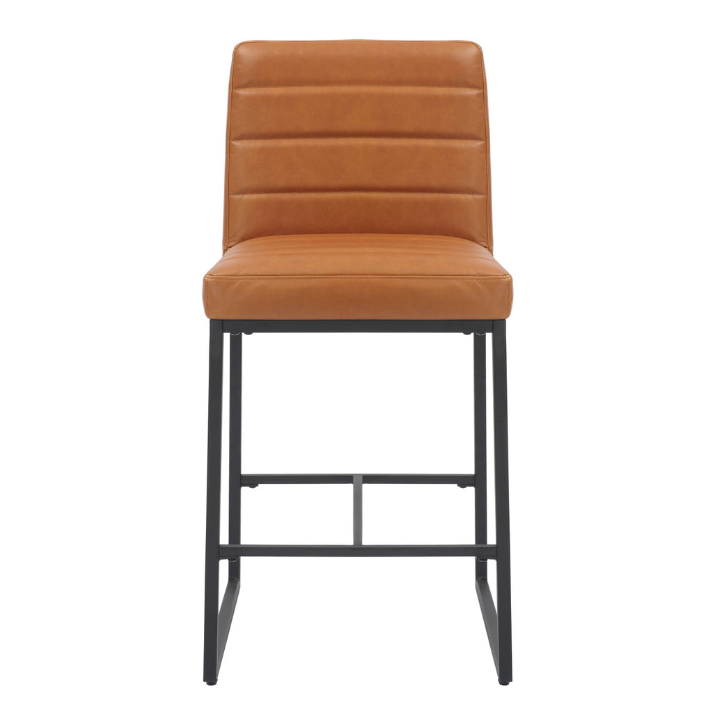 Carlton Real Leather Light Brown Bar Stool