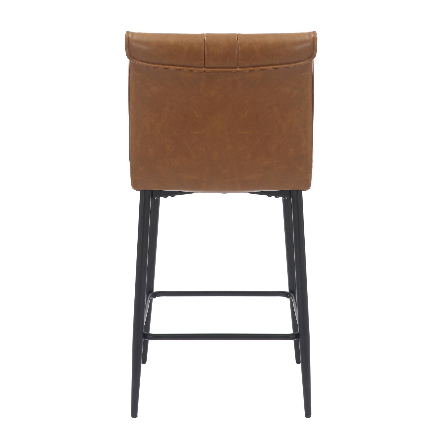 Tan Brown Leather Breakfast Bar Stool Black Metal Legs