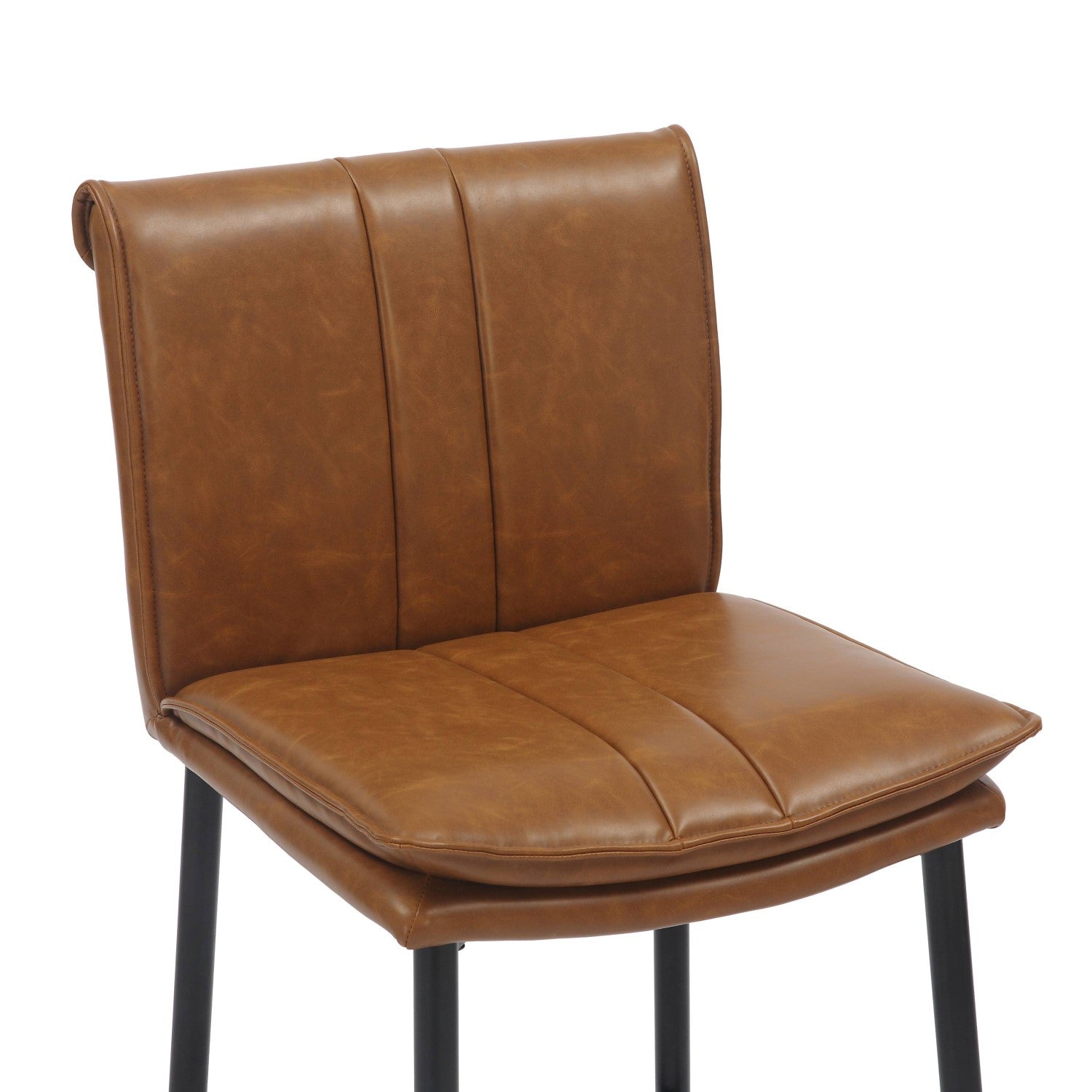 Tan Brown Leather Breakfast Bar Stool Black Metal Legs