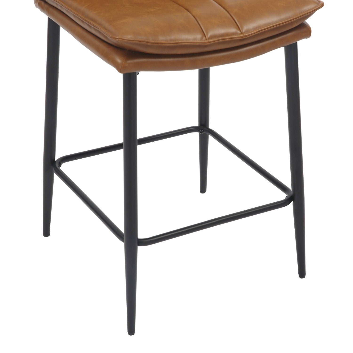 Tan Brown Leather Breakfast Bar Stool Black Metal Legs