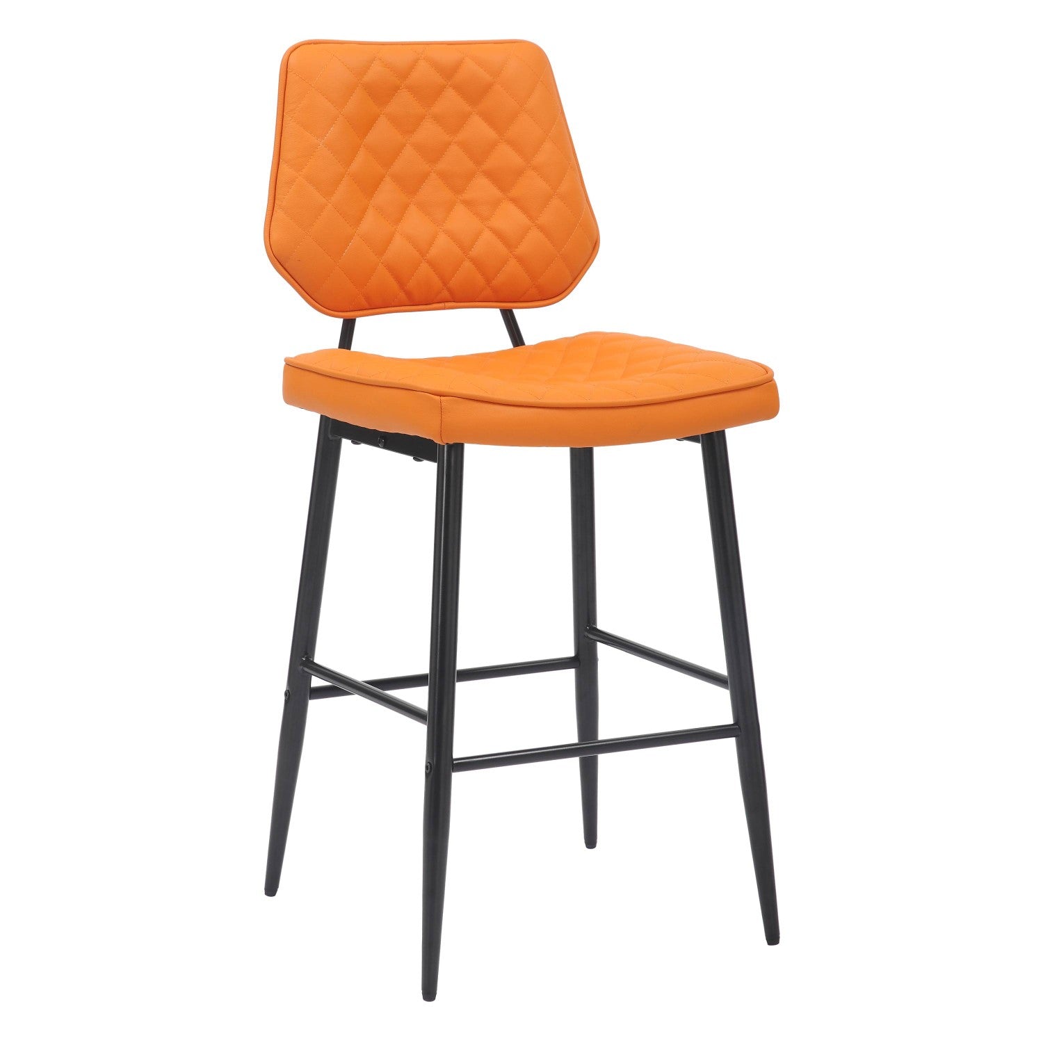 Garrick Real Leather Orange Bar Stool
