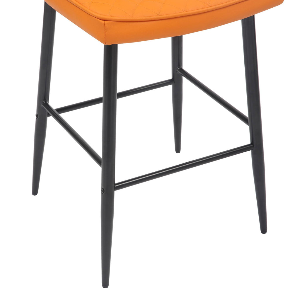 Garrick Real Leather Orange Bar Stool