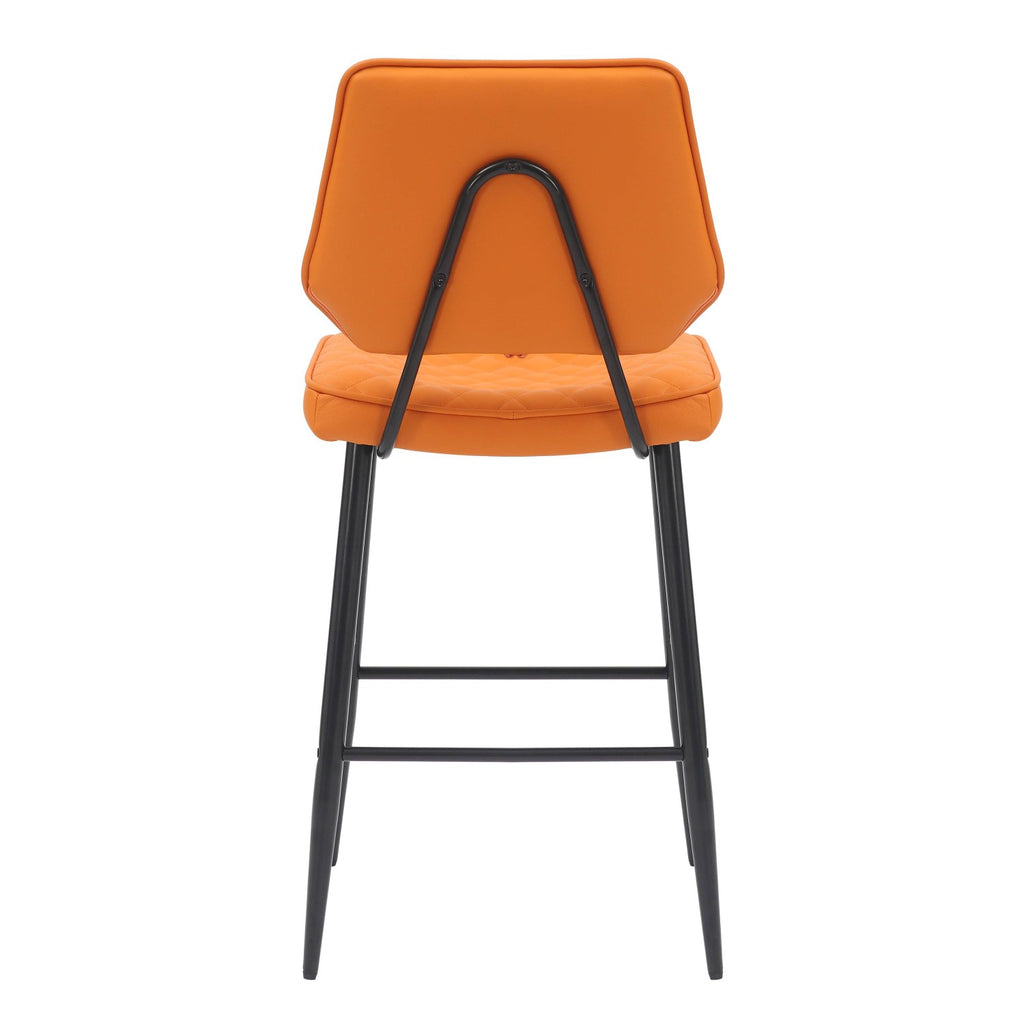 Garrick Real Leather Orange Bar Stool