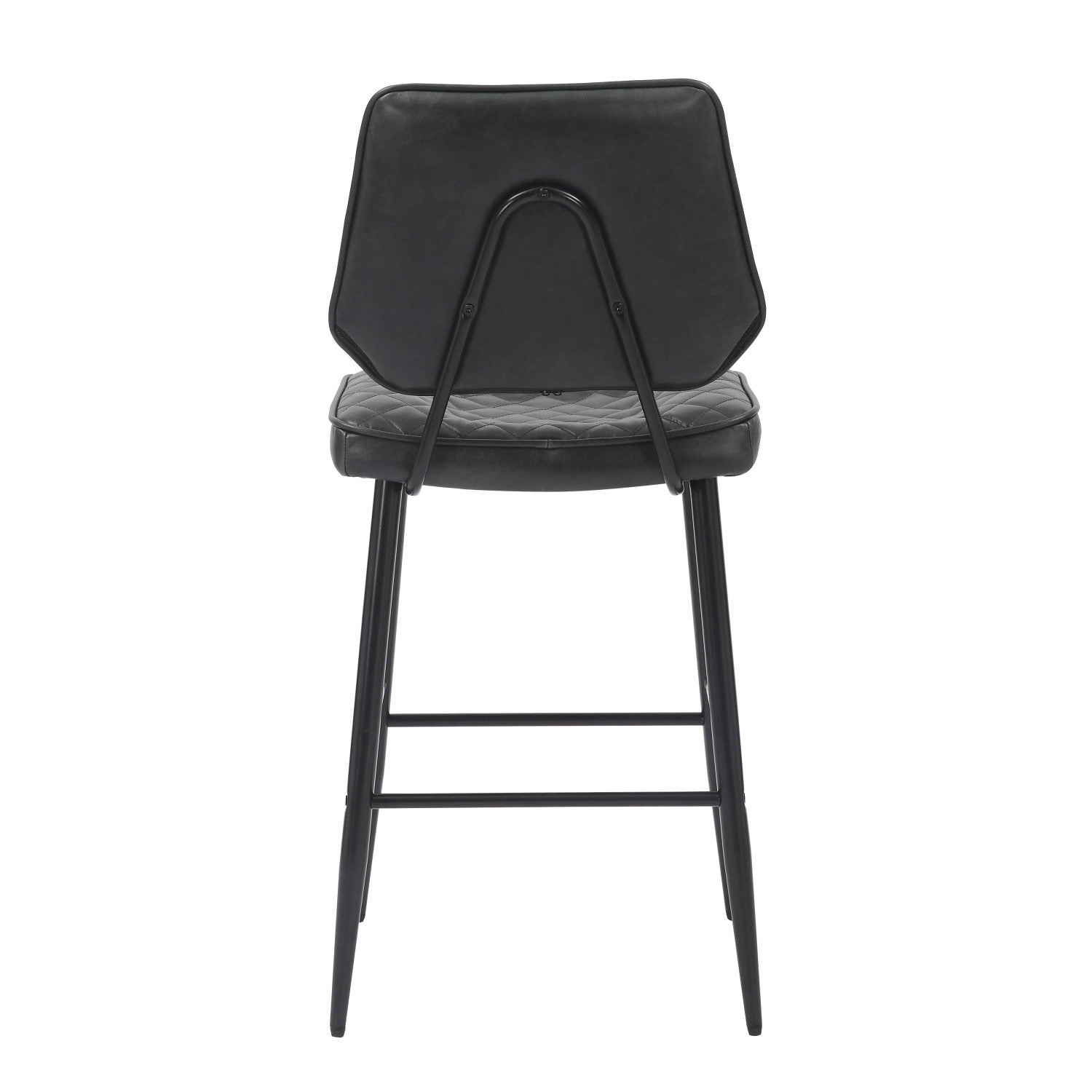 Garrick Real Leather Black Bar Stool