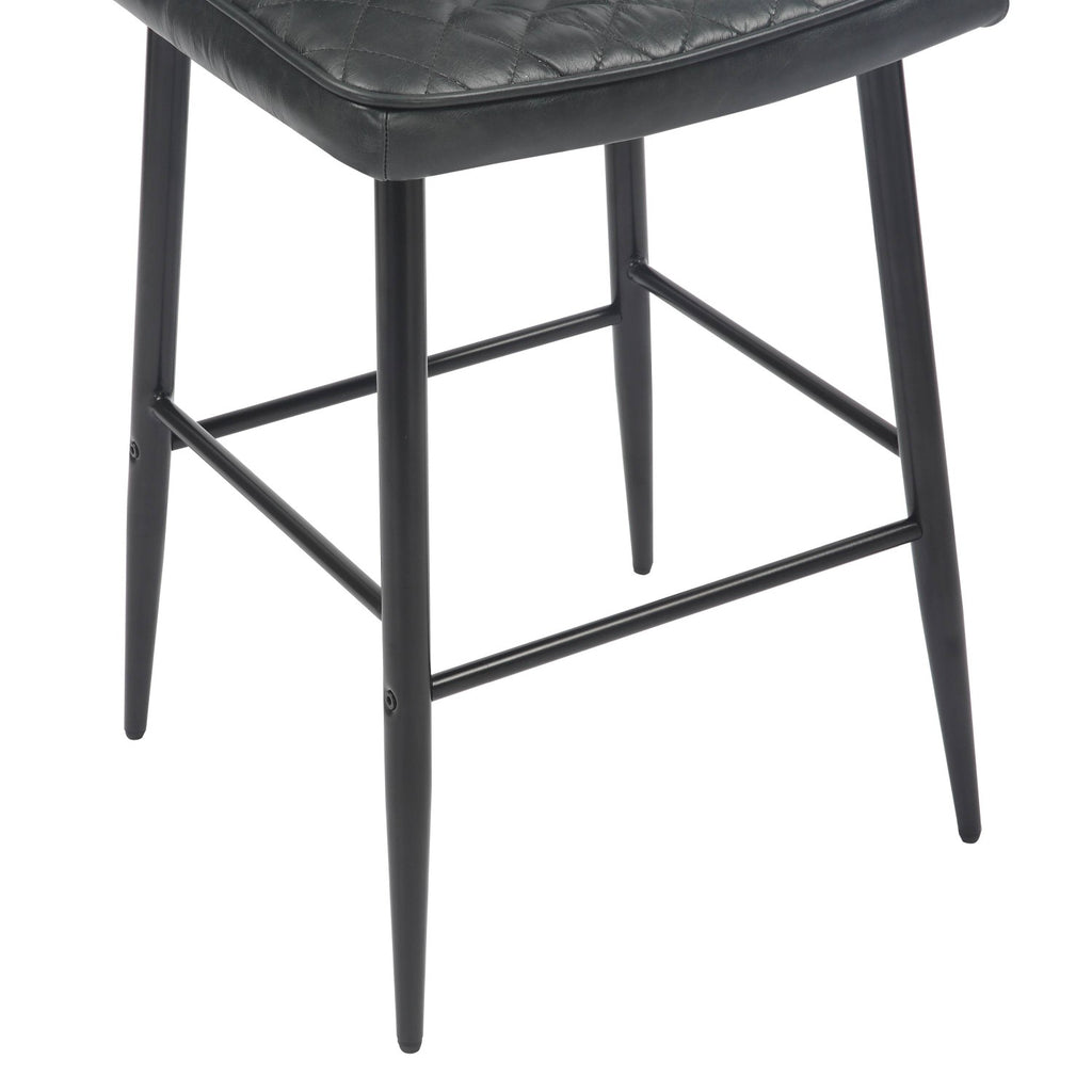 Garrick Real Leather Black Bar Stool