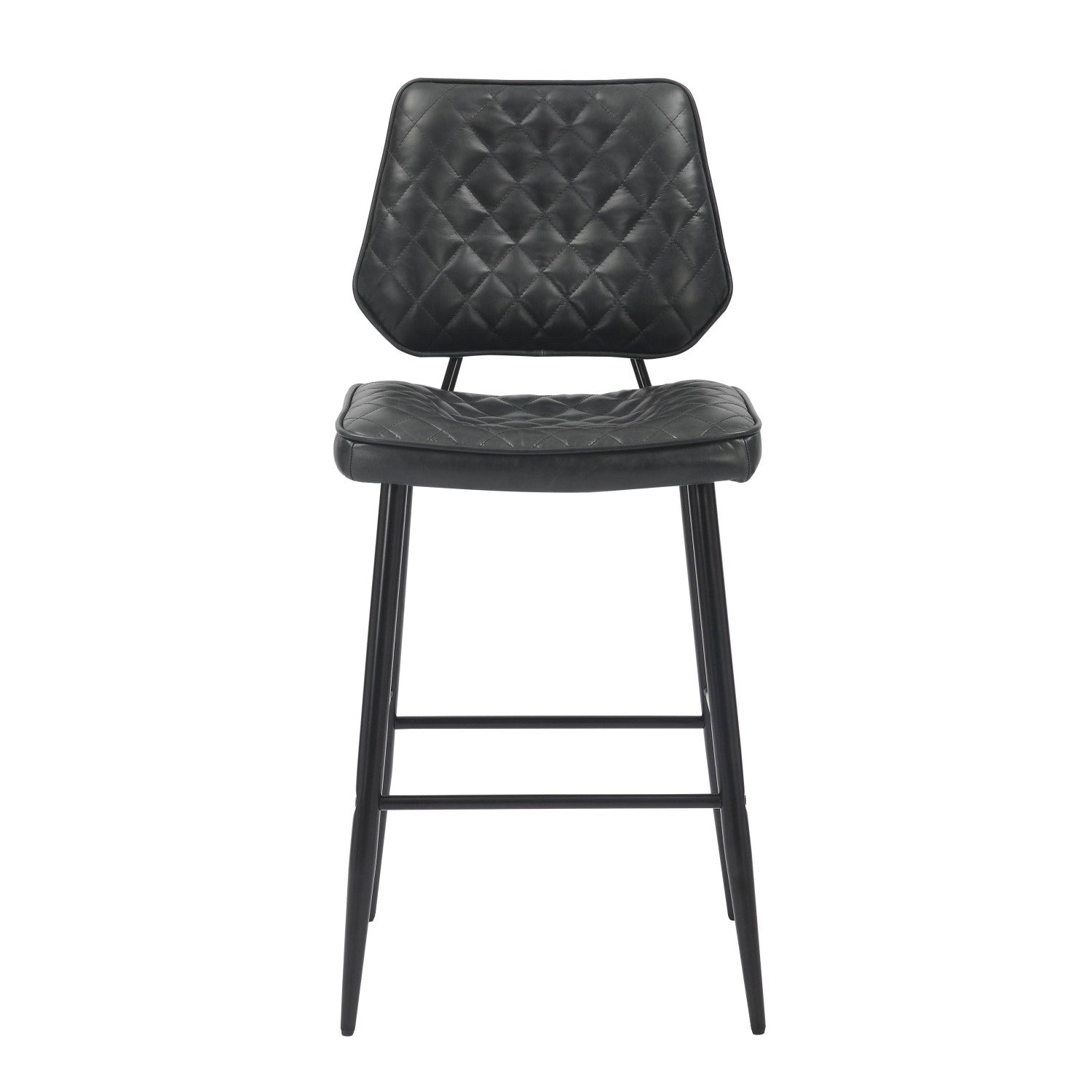 Garrick Real Leather Black Bar Stool