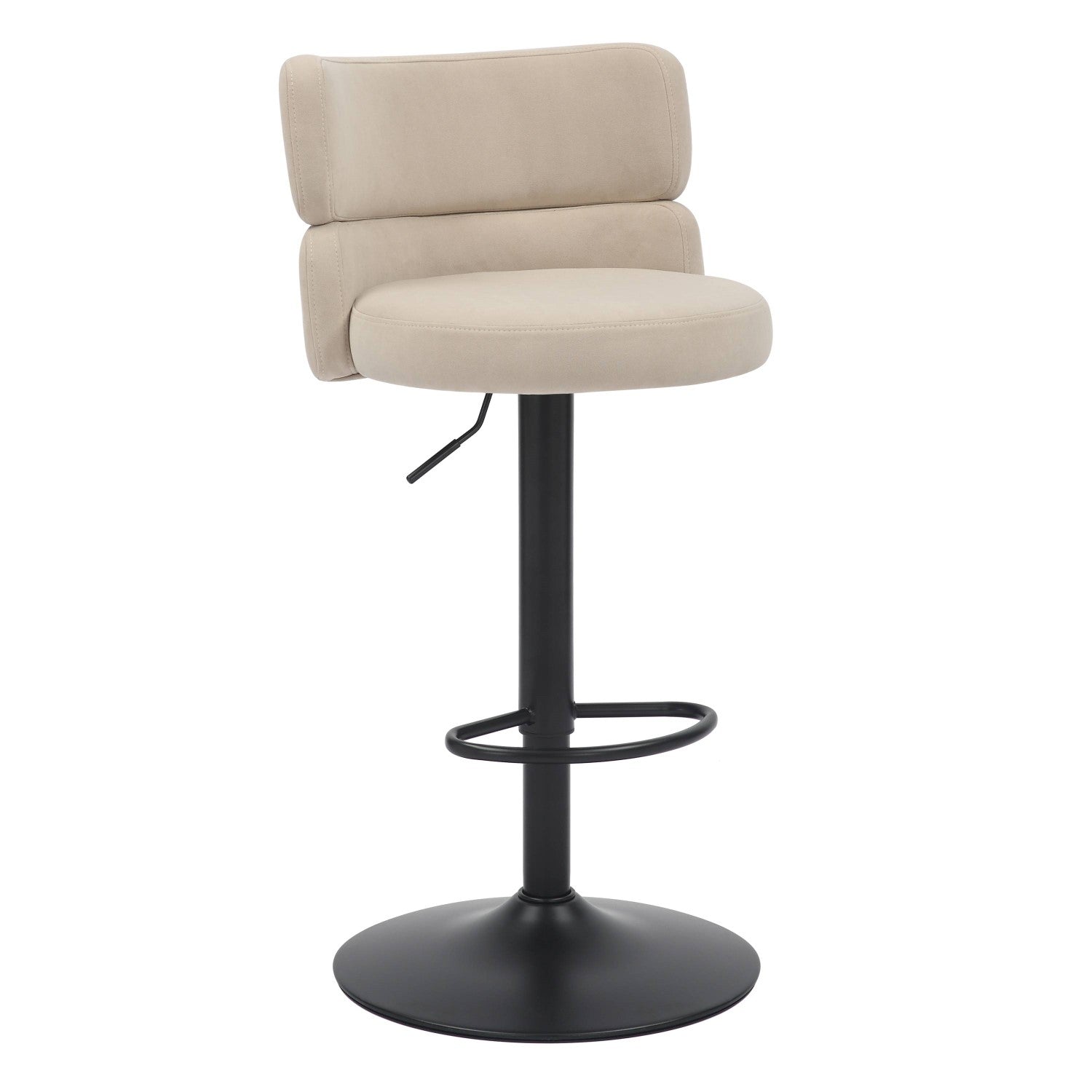 Cream Velvet Adjustable Swivel Bar Stool