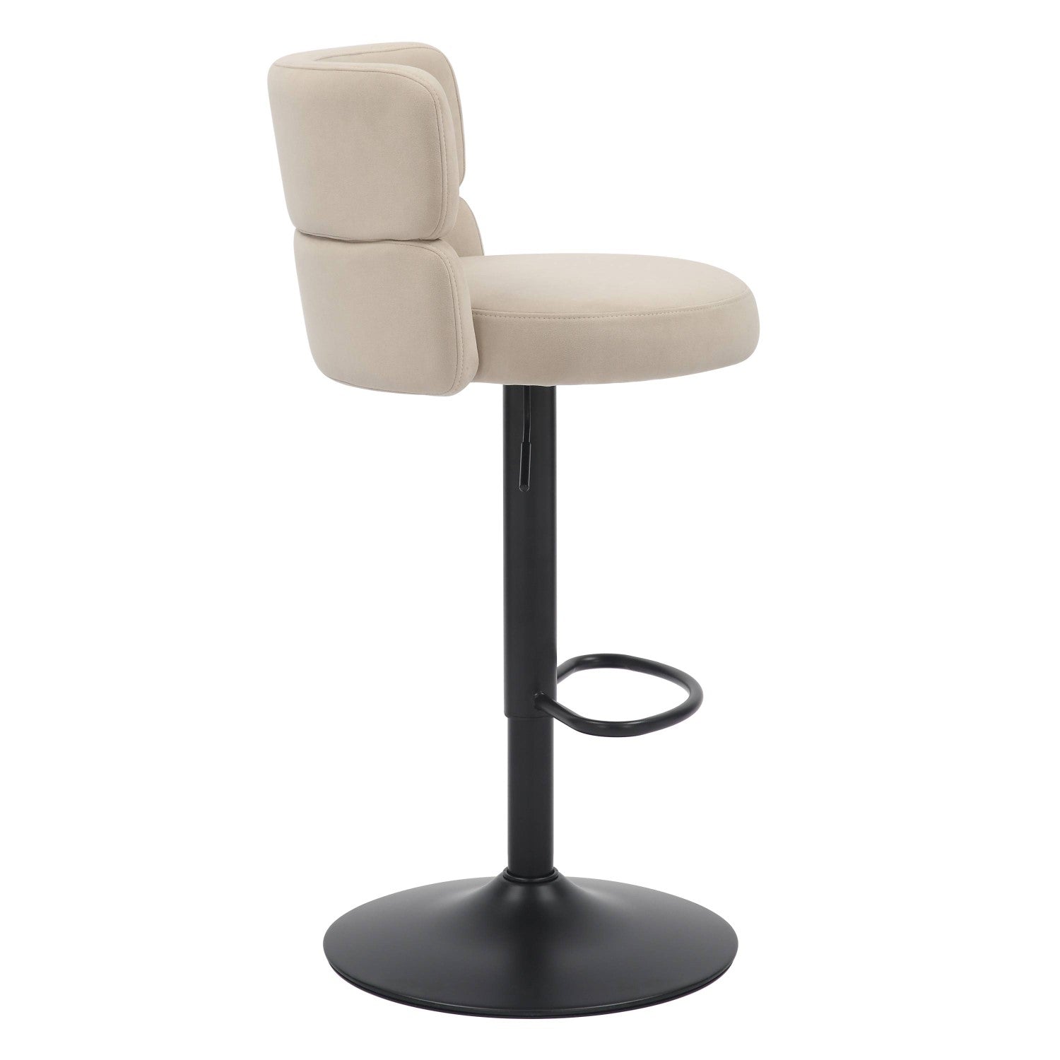 Cream Velvet Adjustable Swivel Bar Stool