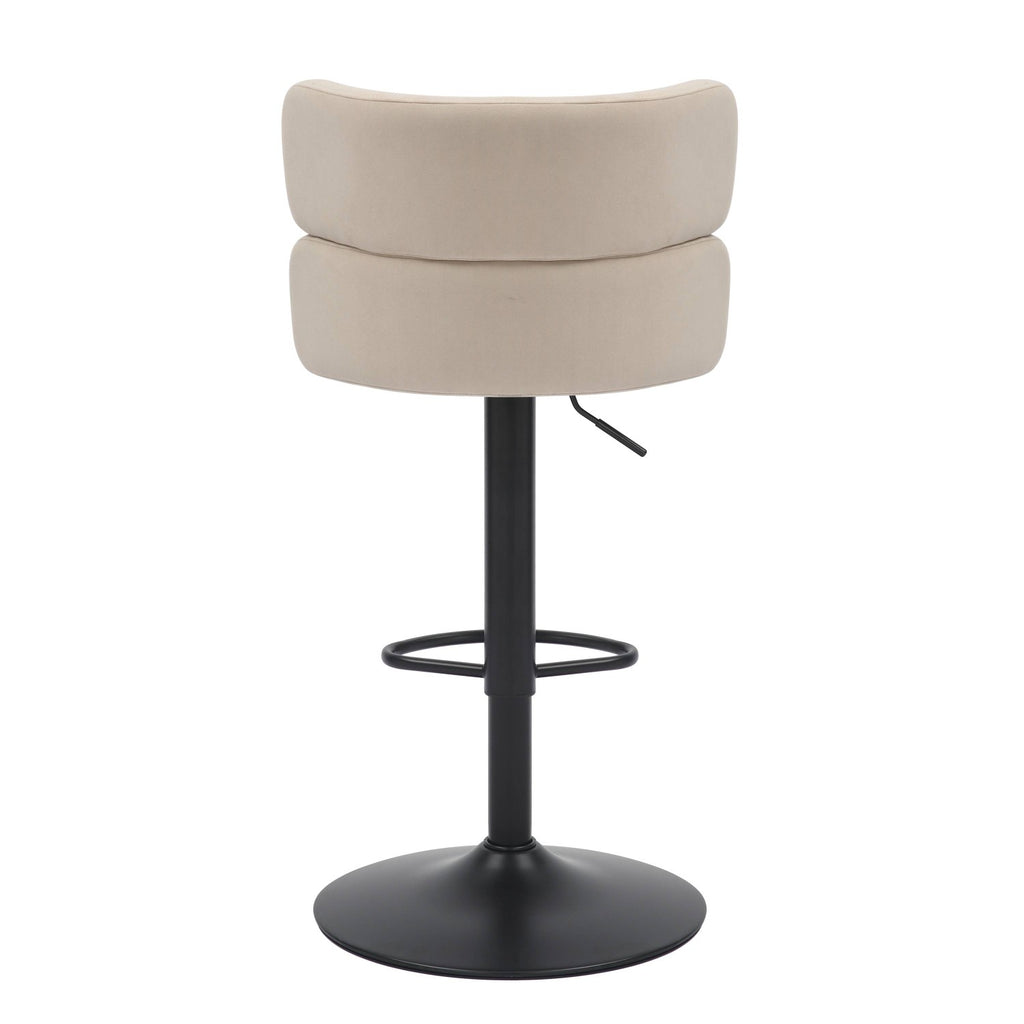 Cream Velvet Adjustable Swivel Bar Stool