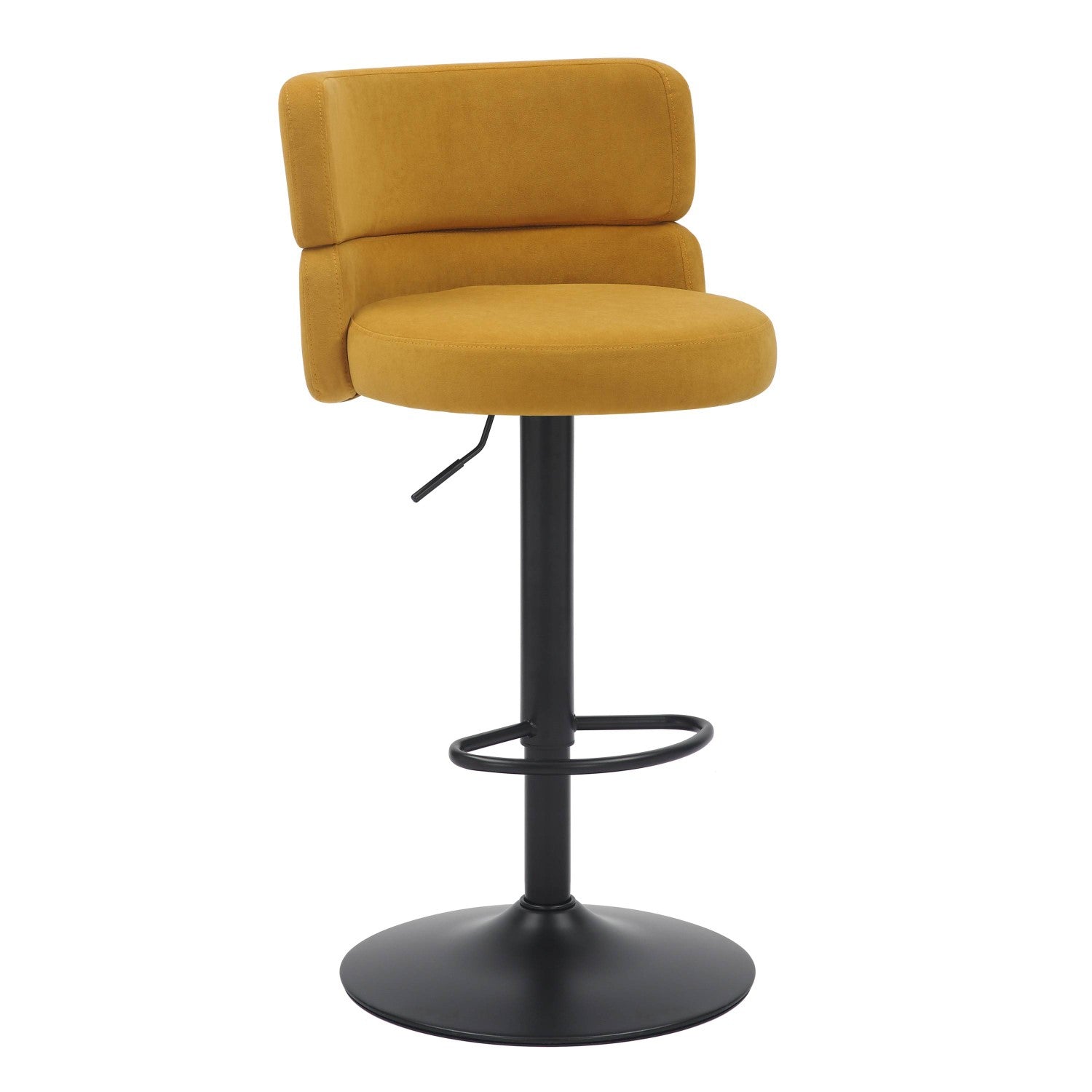 Brushed Velvet Fabric Mustard Yellow and Black Bar Stool