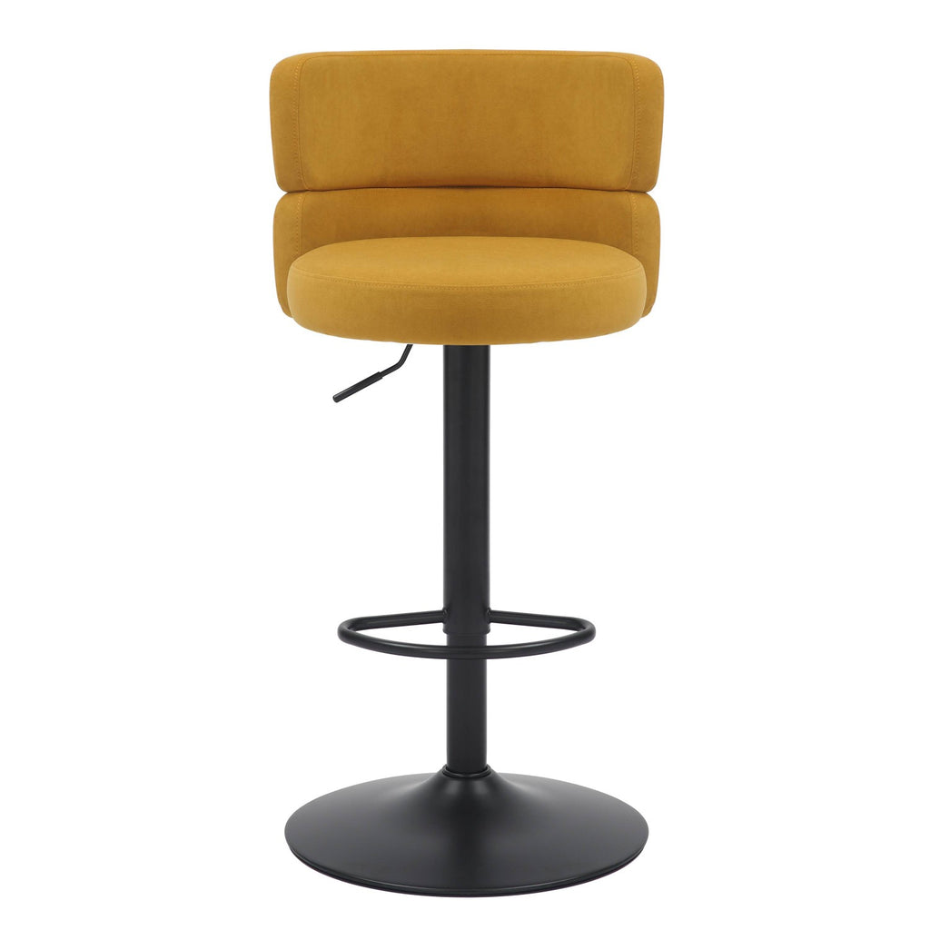 Brushed Velvet Fabric Mustard Yellow and Black Bar Stool