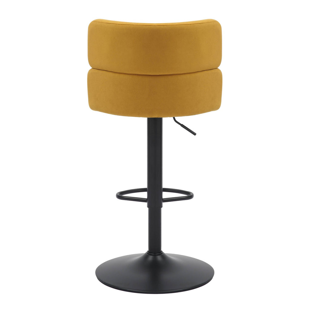 Brushed Velvet Fabric Mustard Yellow and Black Bar Stool