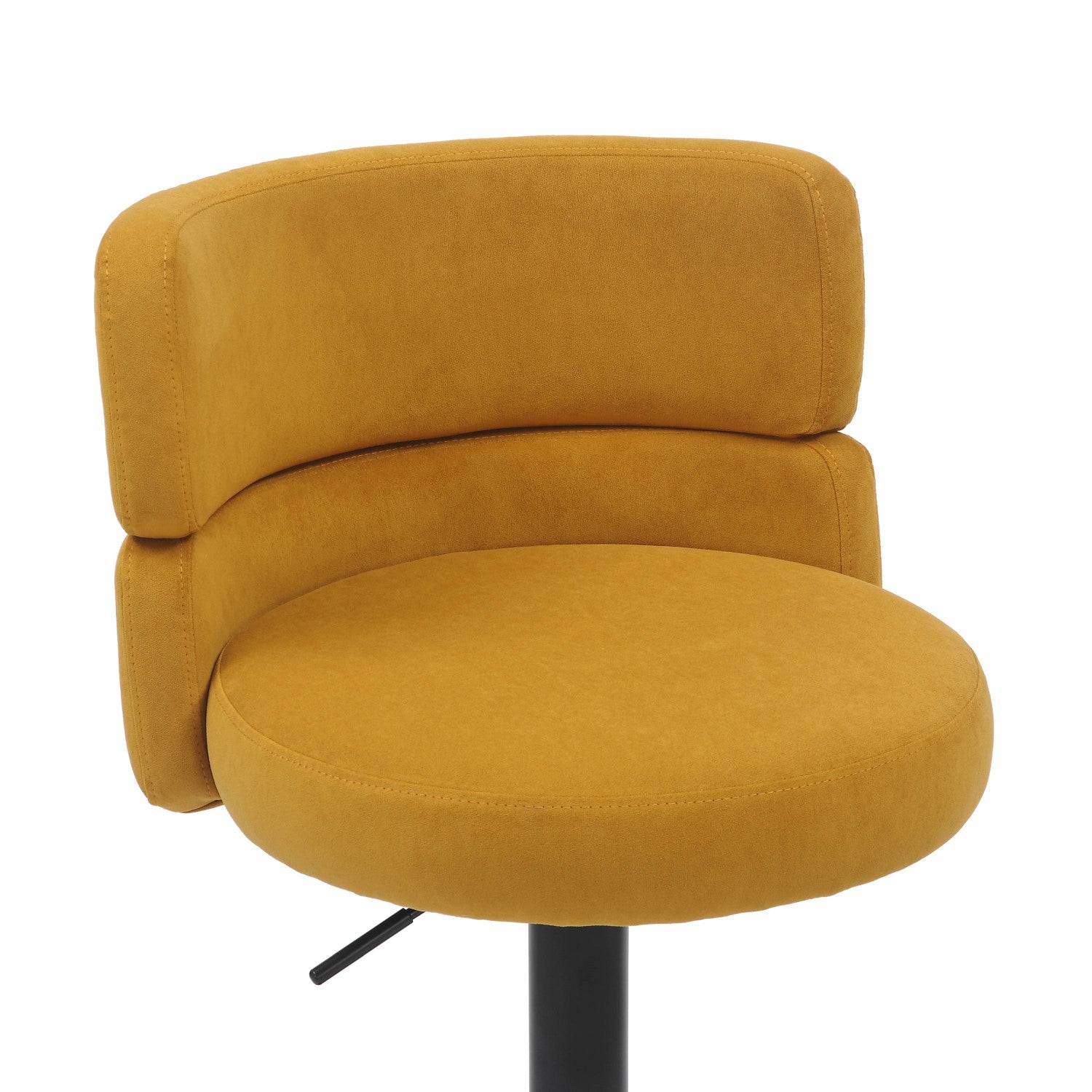 Brushed Velvet Fabric Mustard Yellow and Black Bar Stool