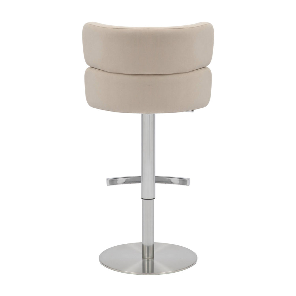Brushed Velvet Cream Fabric Brushed Steel Bar Stool