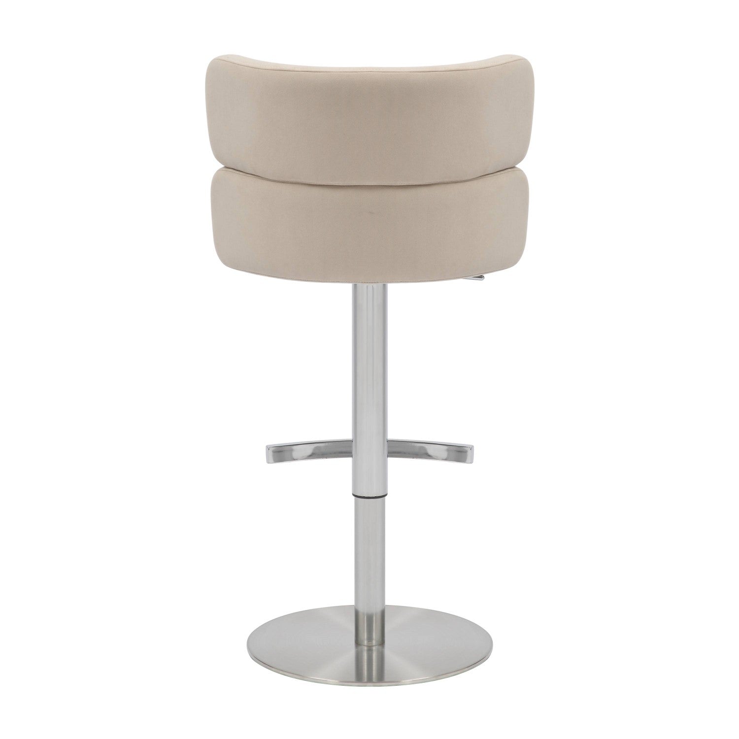 Brushed Velvet Cream Fabric Brushed Steel Bar Stool
