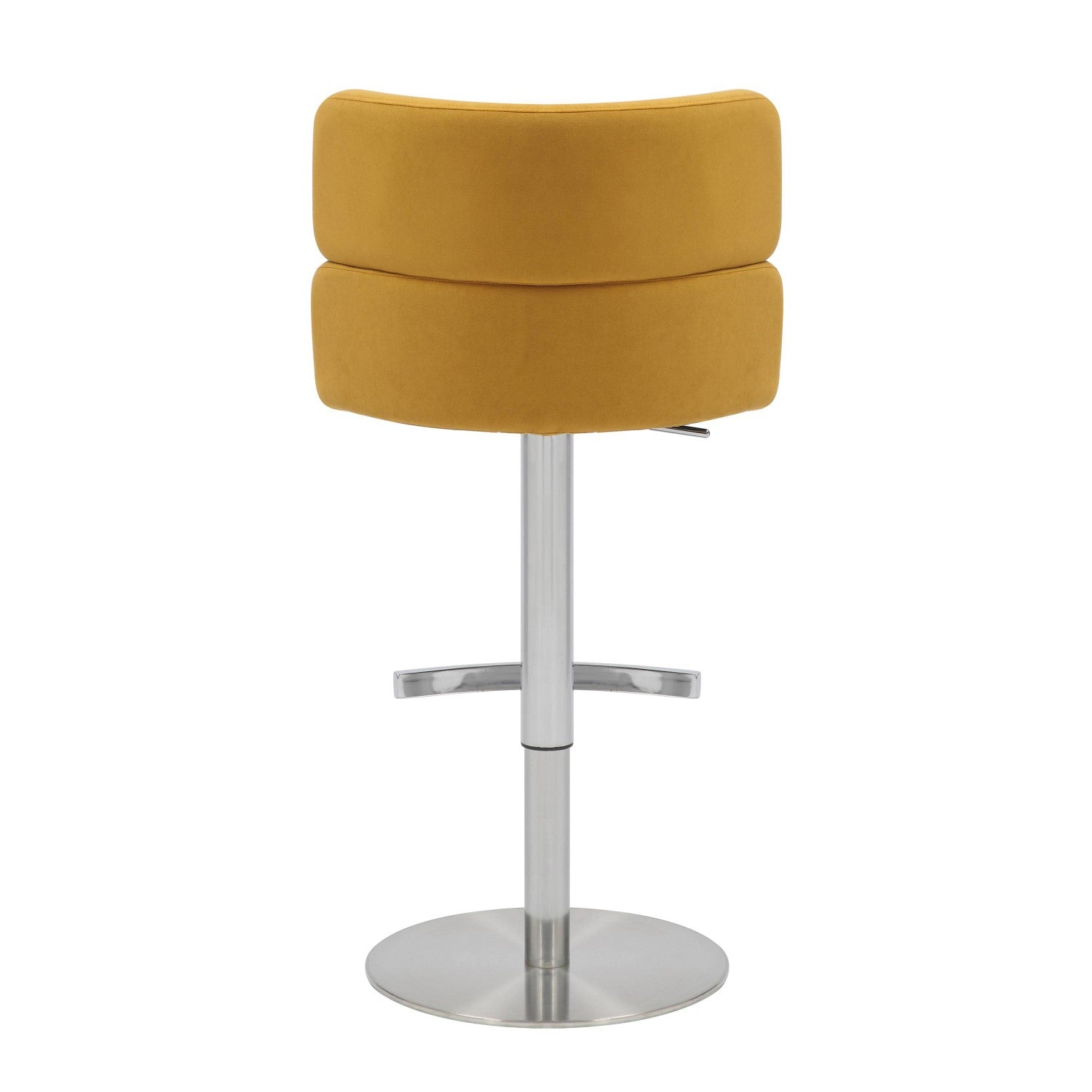 Brushed Velvet Mustard Yellow Fabric Brushed Steel Bar Stool