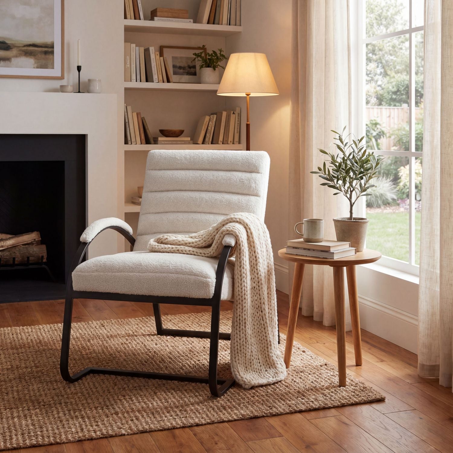Bouclé Ribbed Ark Chair