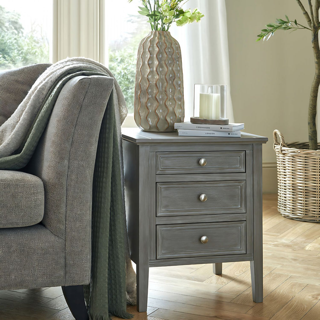 Three Drawer Bedside Table